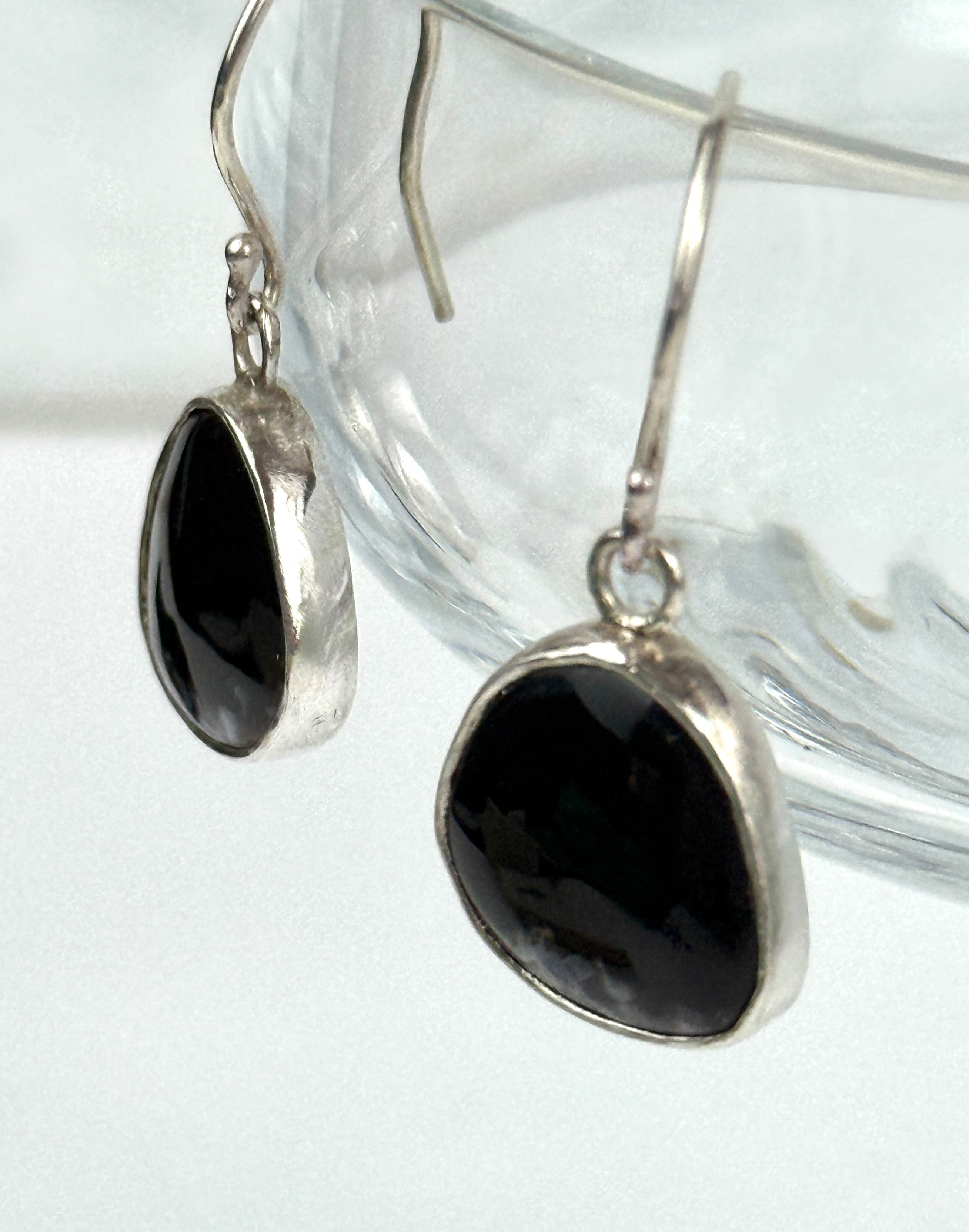 Onyx and Sterling Silver Dangle Earrings