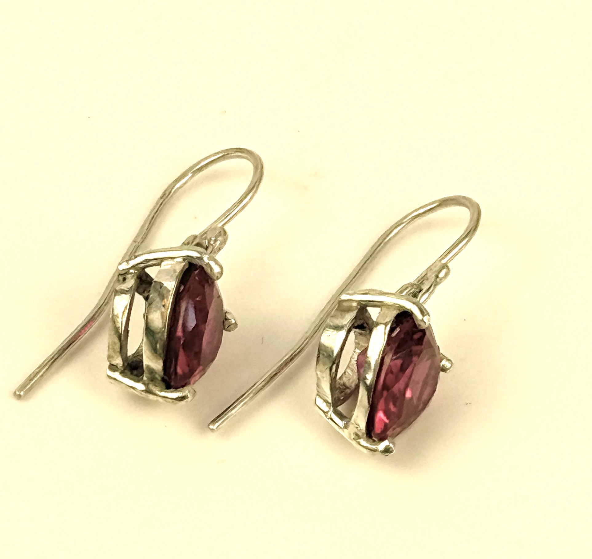 Ruby and Sterling Silver Heart Earrings   #2