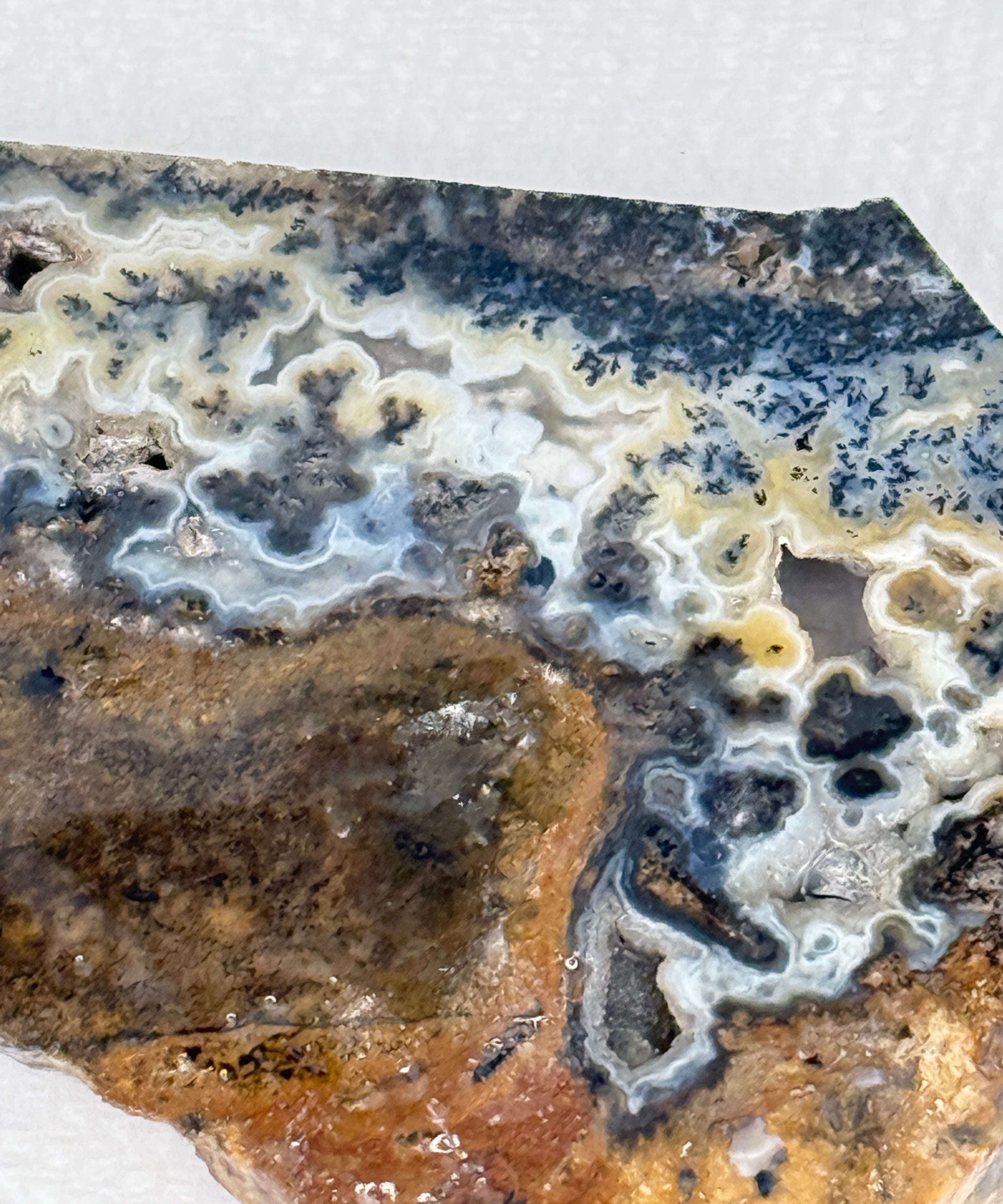 Blue Dendritic Agate and Silver Teardrop Earrings