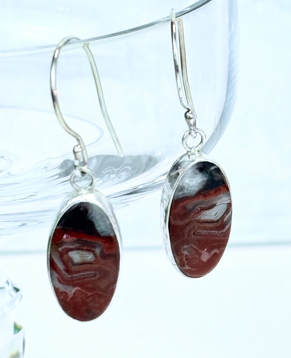 Red Agate and Sterling Silver Earrings