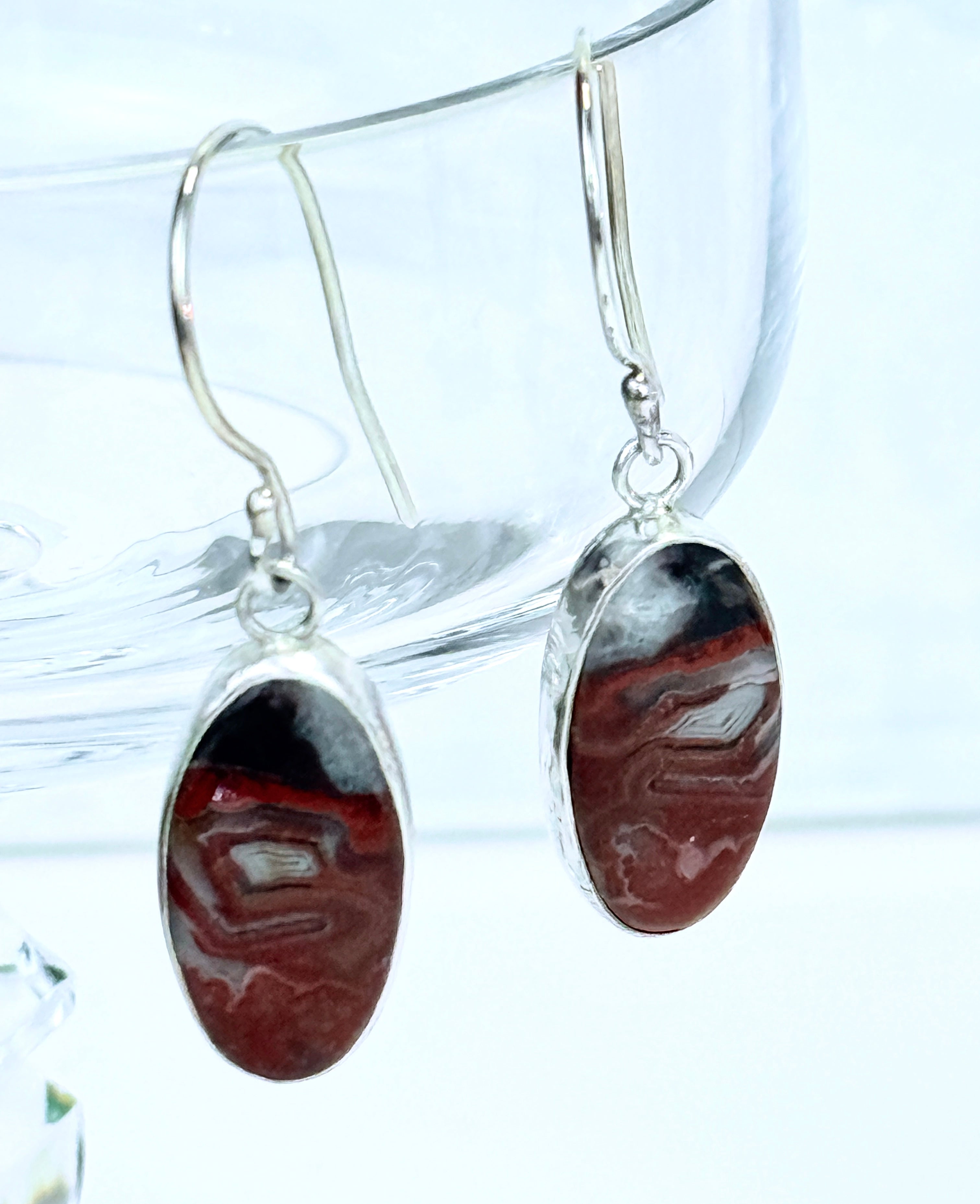 Red Agate and Sterling Silver Earrings