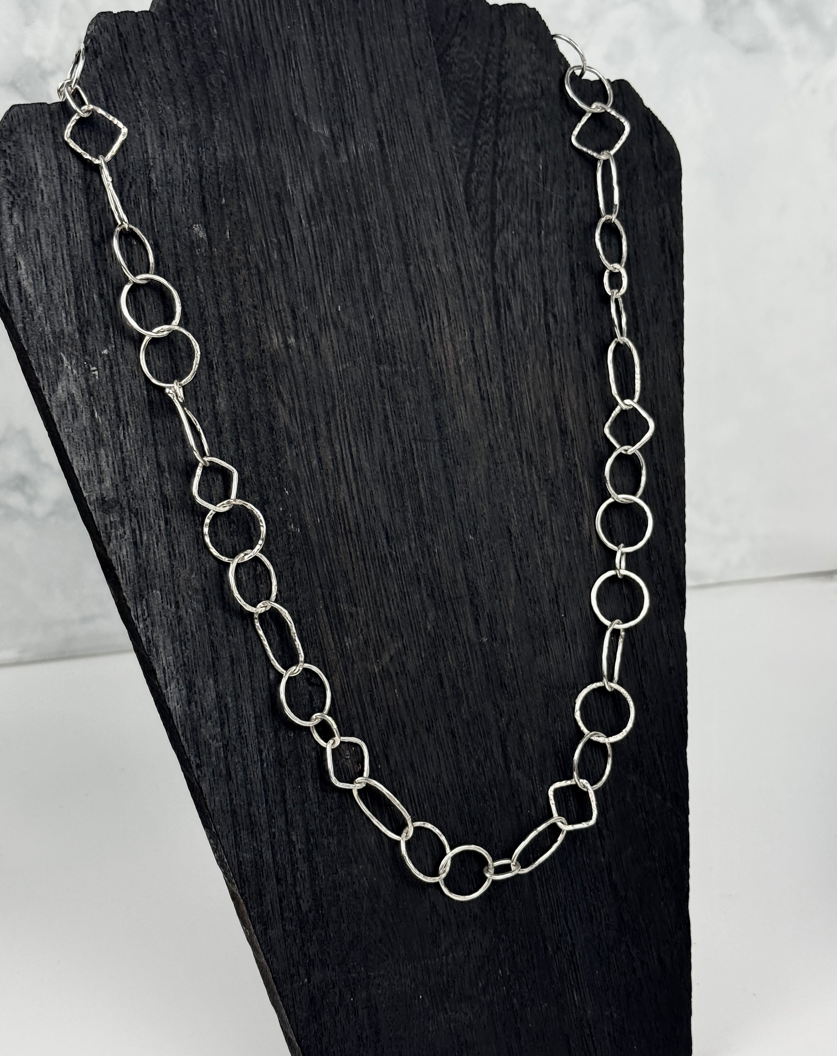 Mixed Shape Argentium Hand Forged Chain