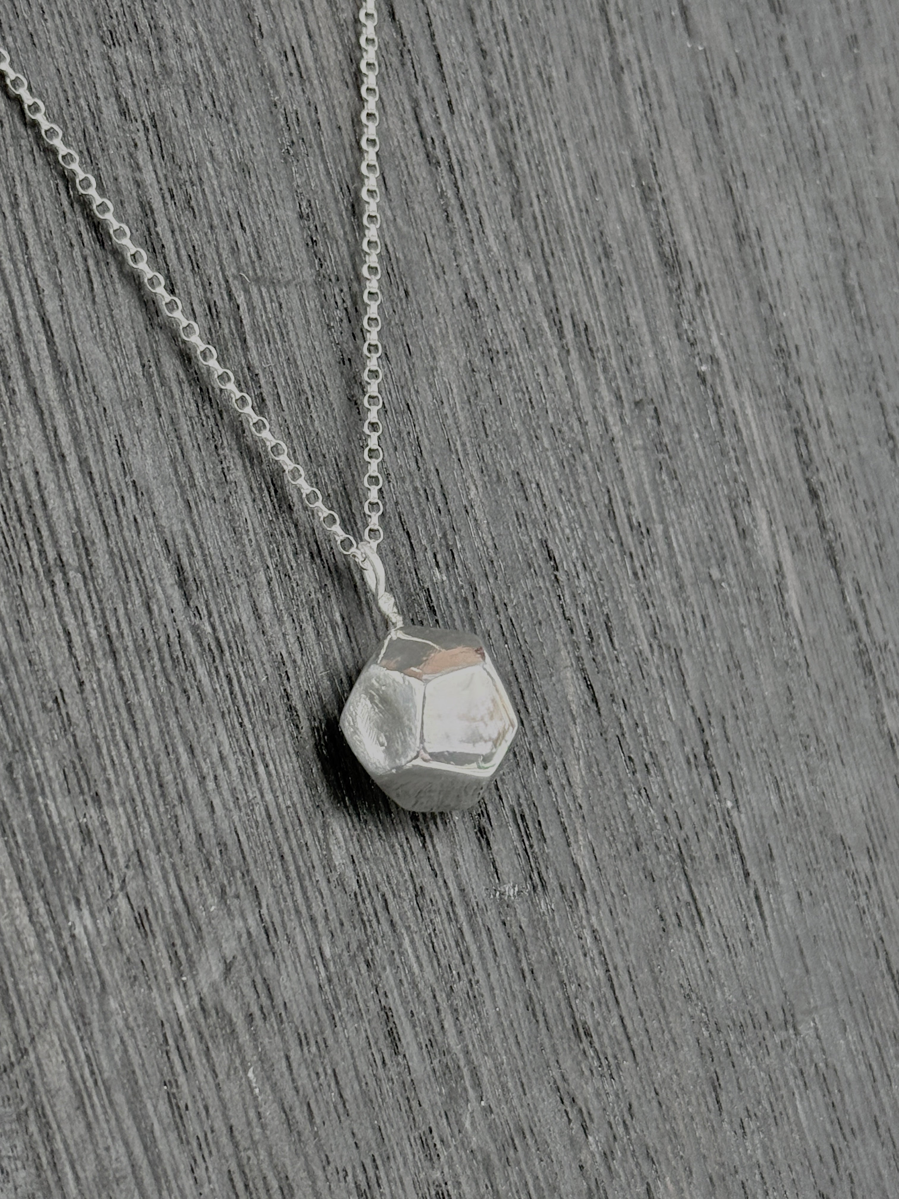 Hand Fabricated Sterling Dodecahedron Pendant