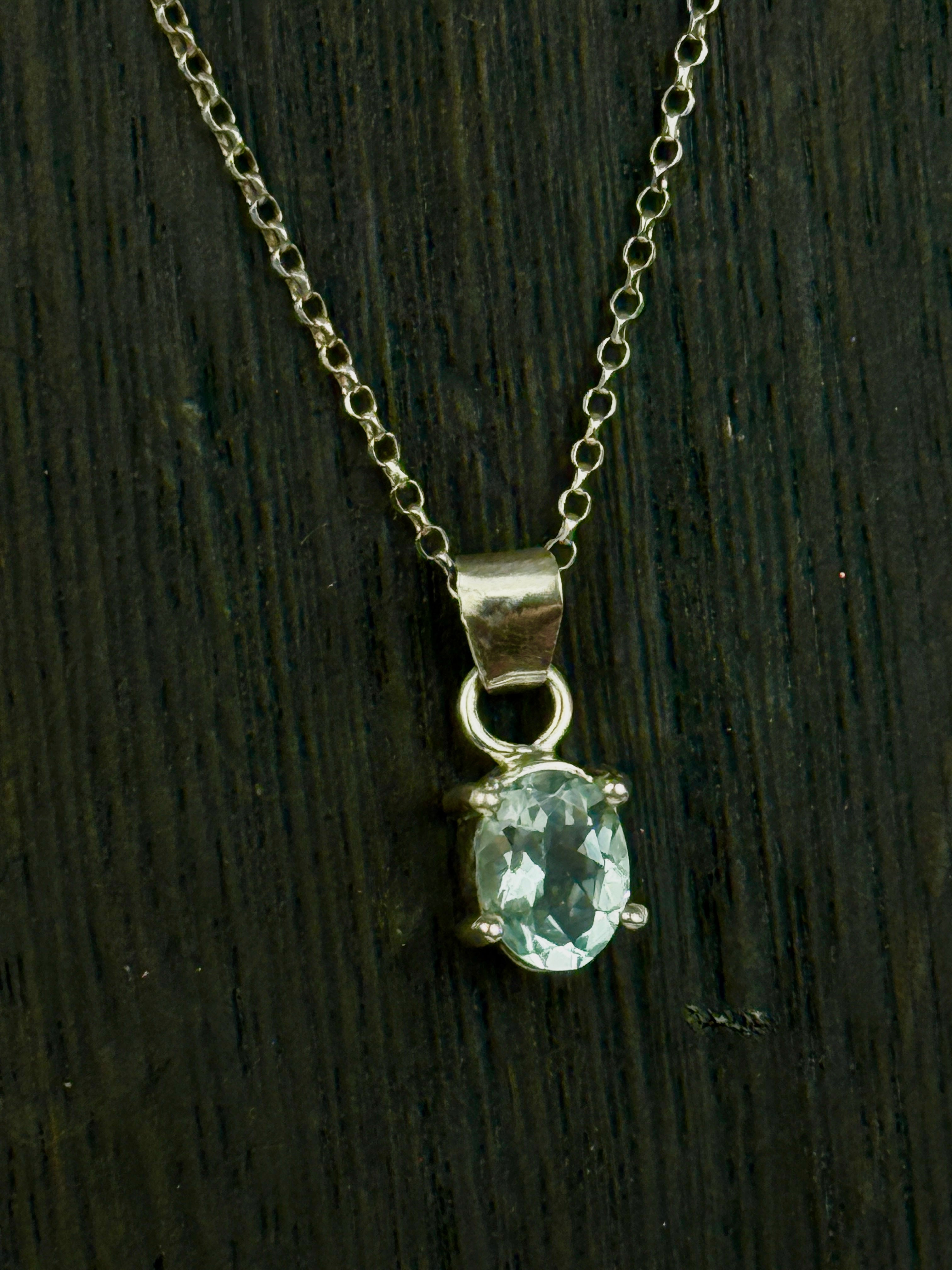 Aquamarine  and  Sterling Silver Pendant