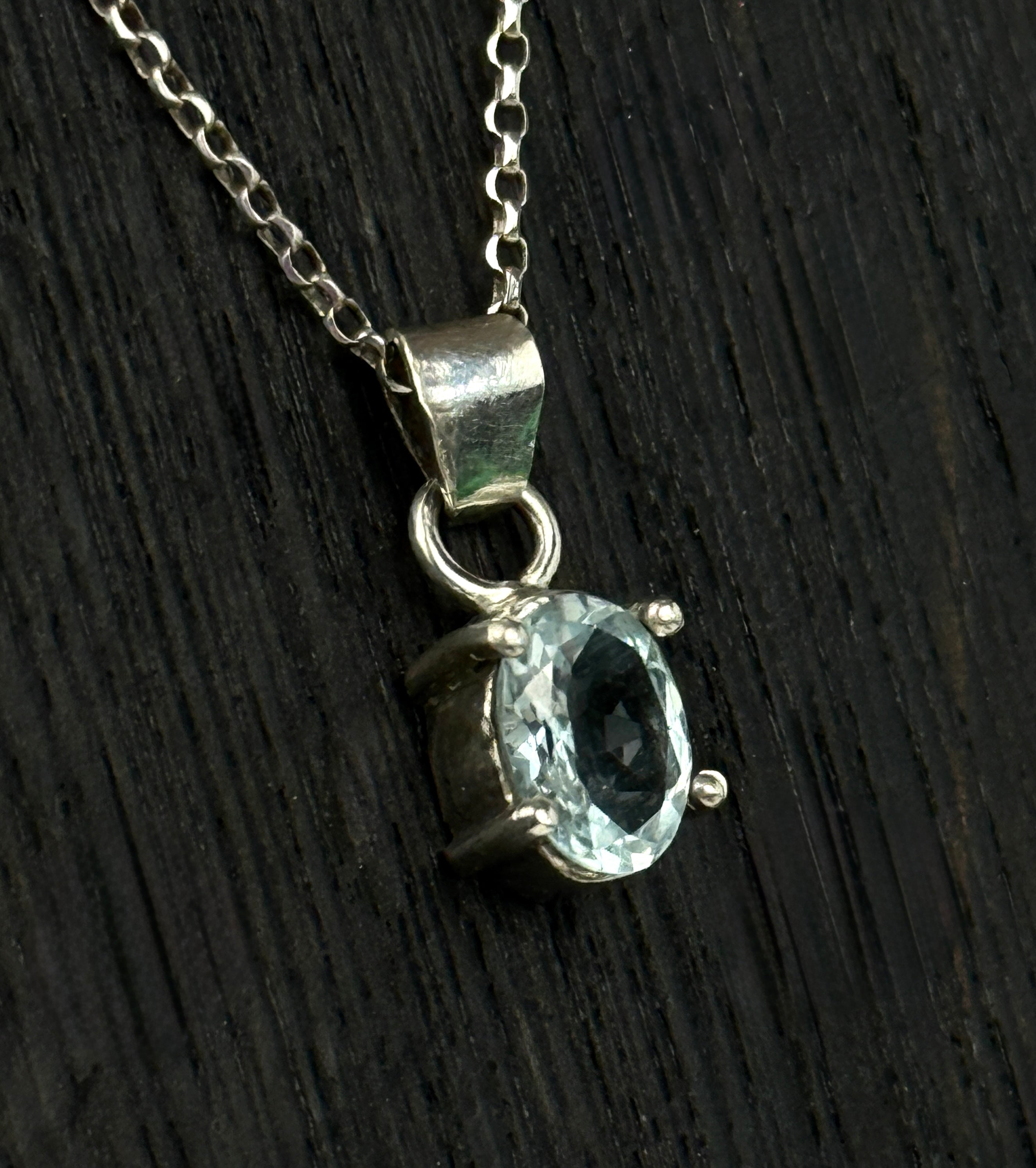 Aquamarine  and  Sterling Silver Pendant