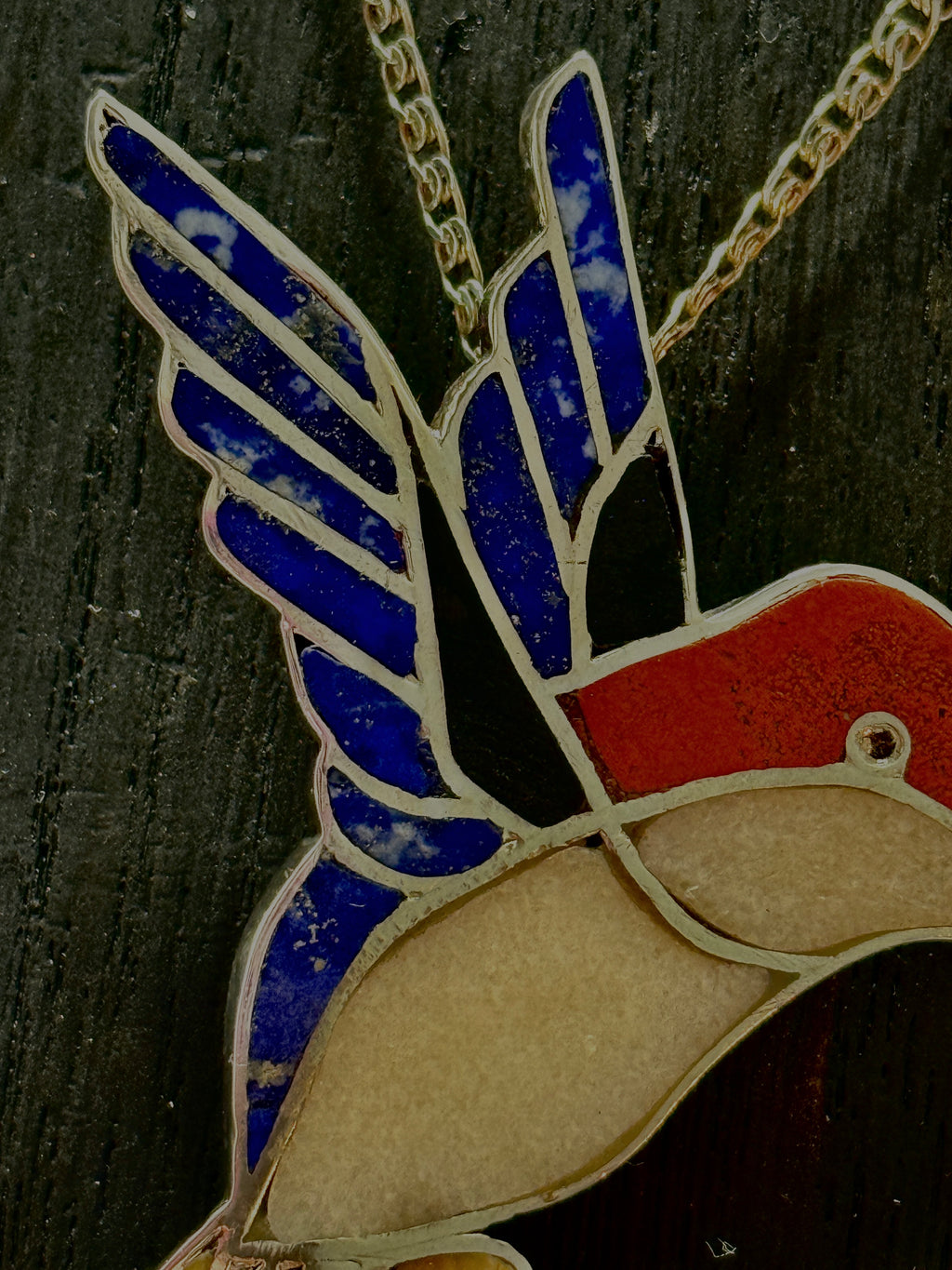 Hummingbird Inlaid Sterling Silver Pendant or Brooch