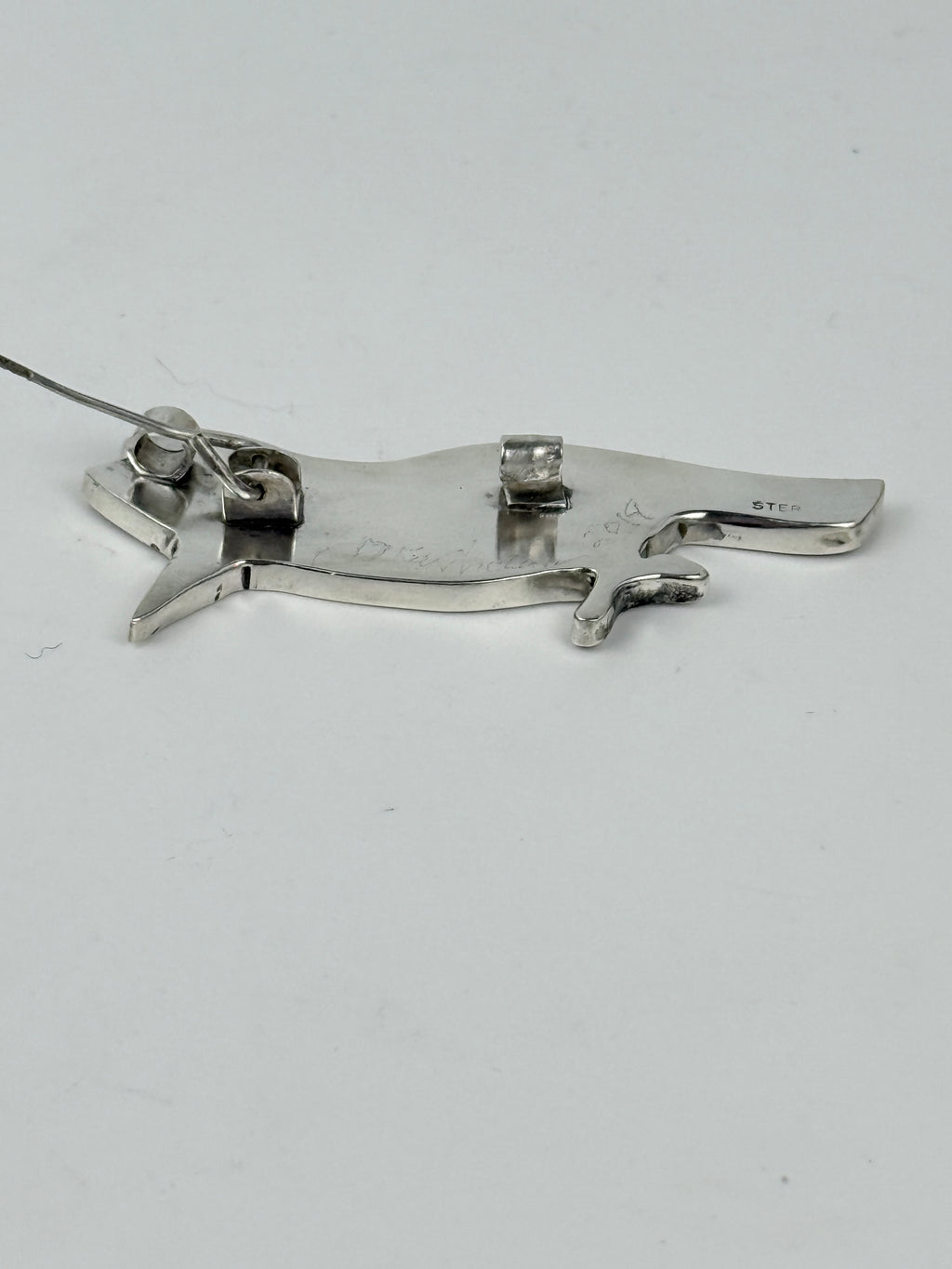 Stone Inlaid Sterling Silver Woodpecker Pendant or Brooch