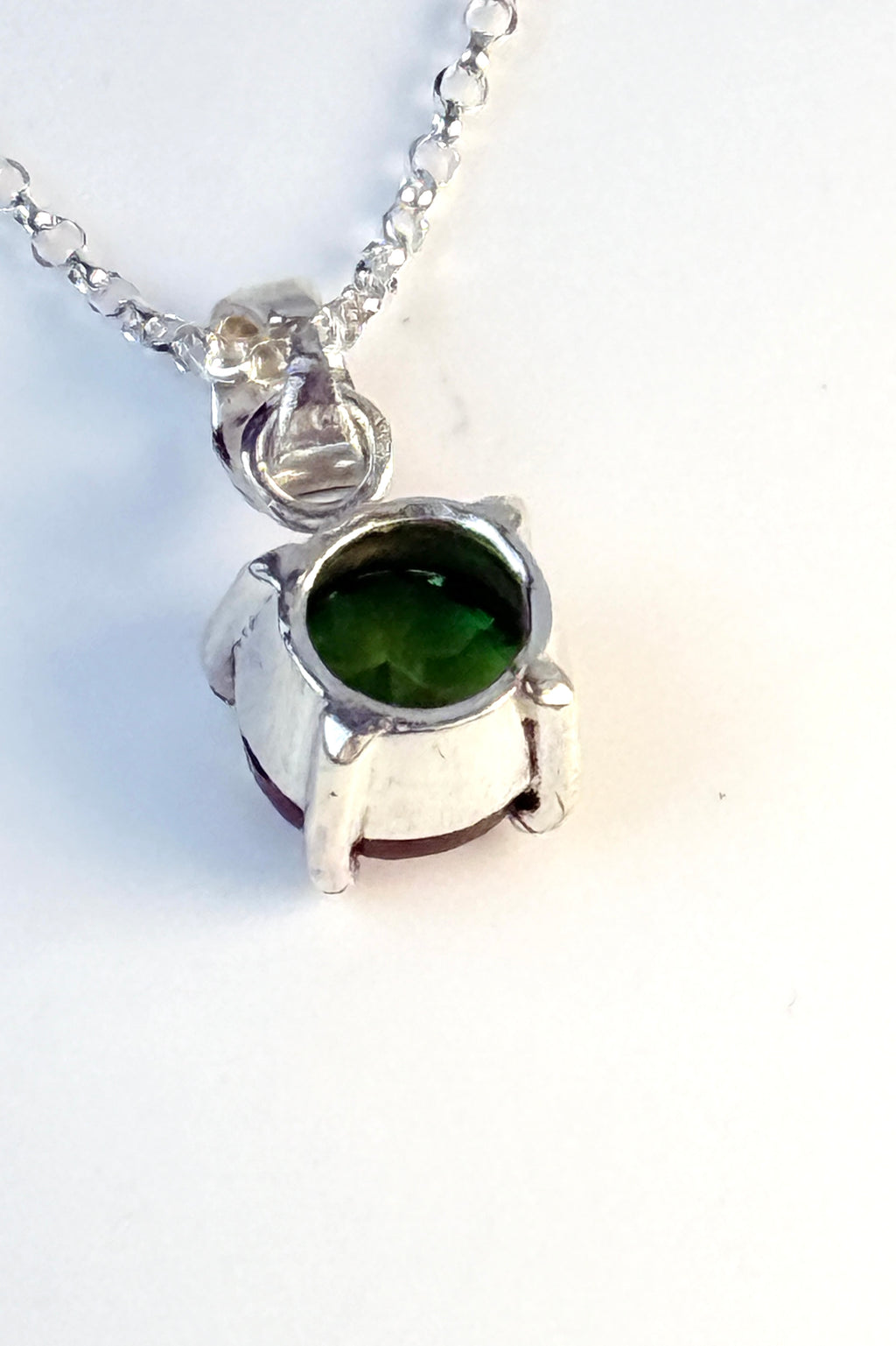 Watermelon Quartz and Sterling Silver Pendant