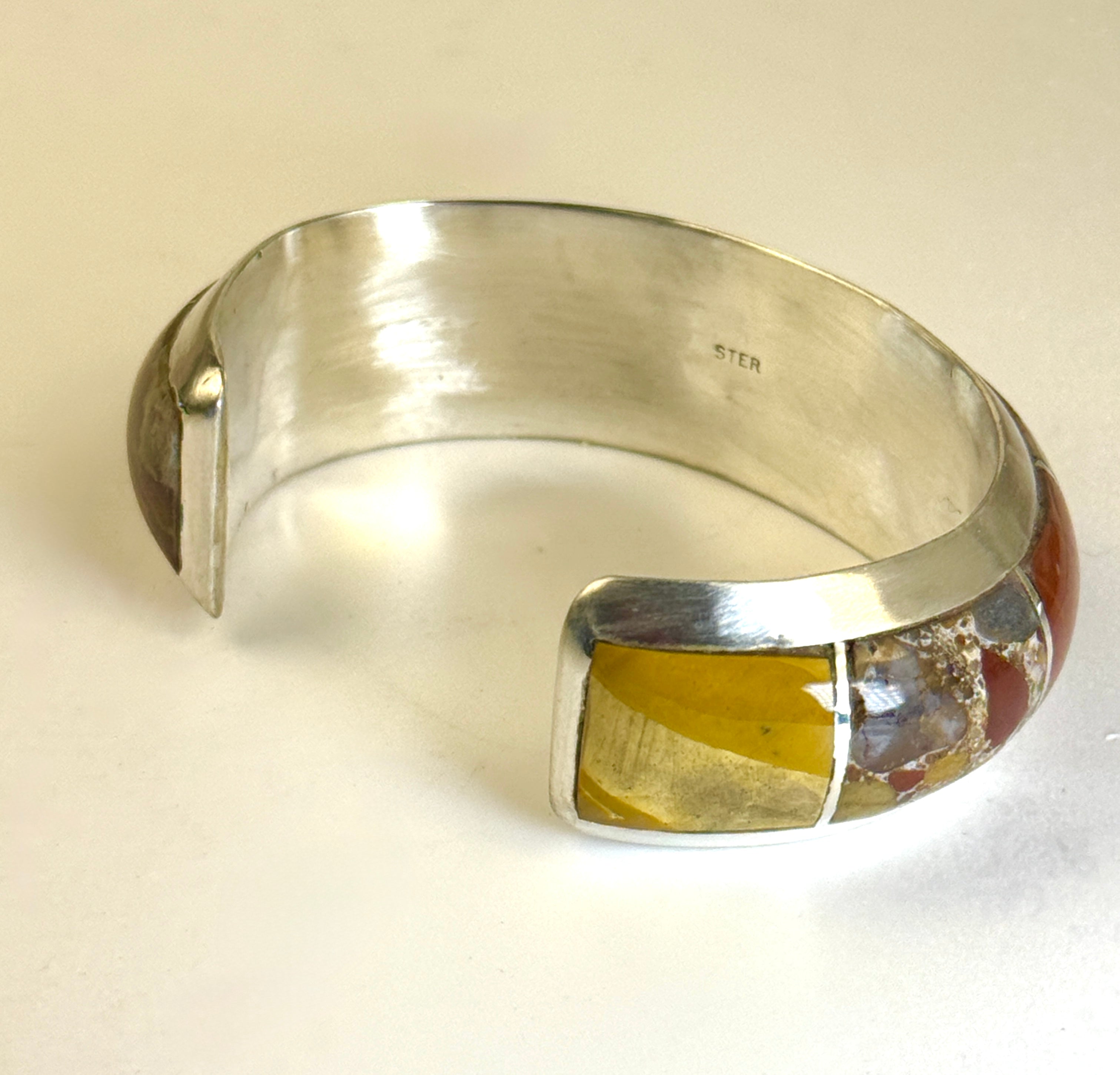 Autumn Colored Stone Inlaid Cuff