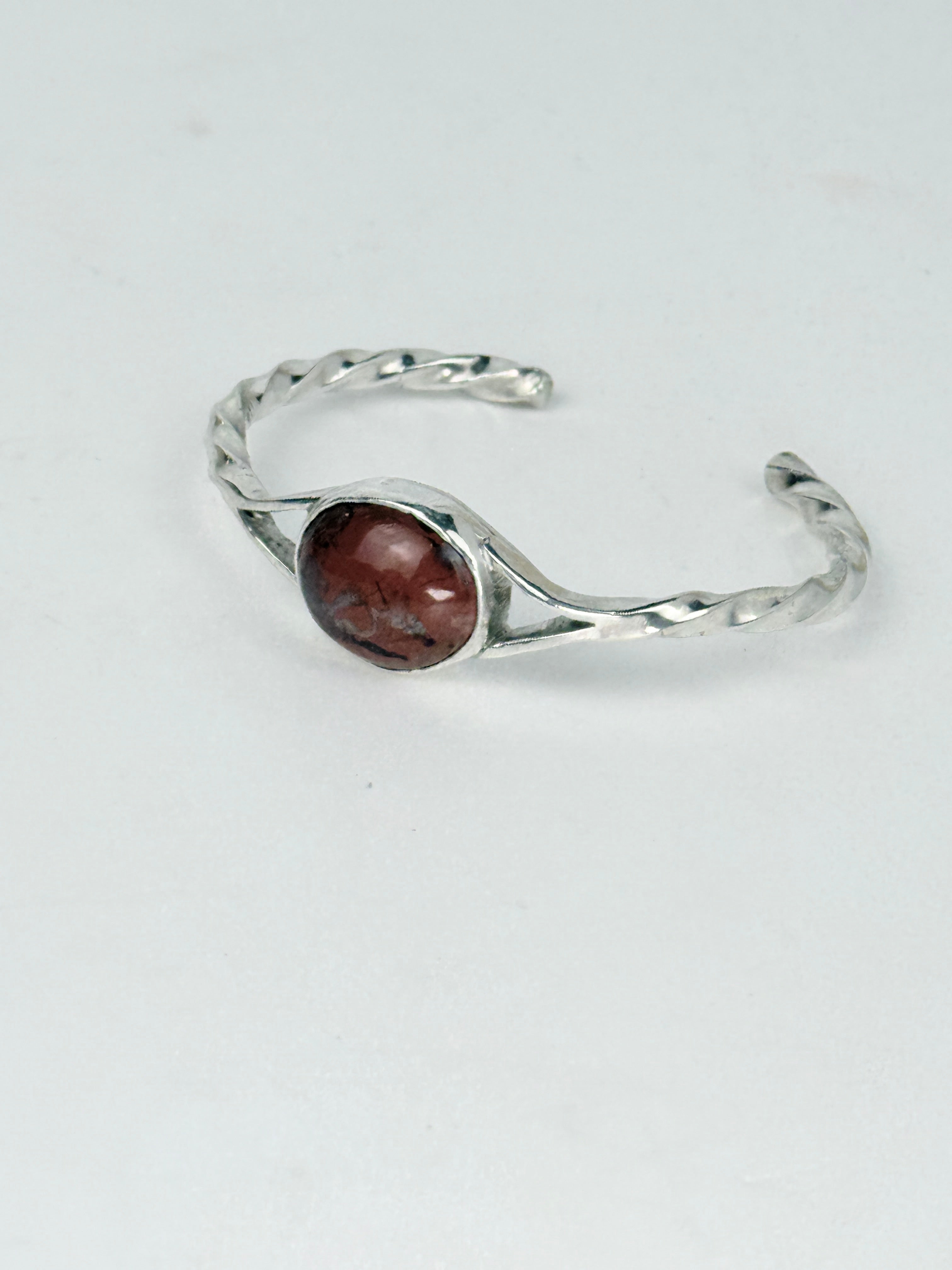 Brick red Jasper and Sterling Cuff