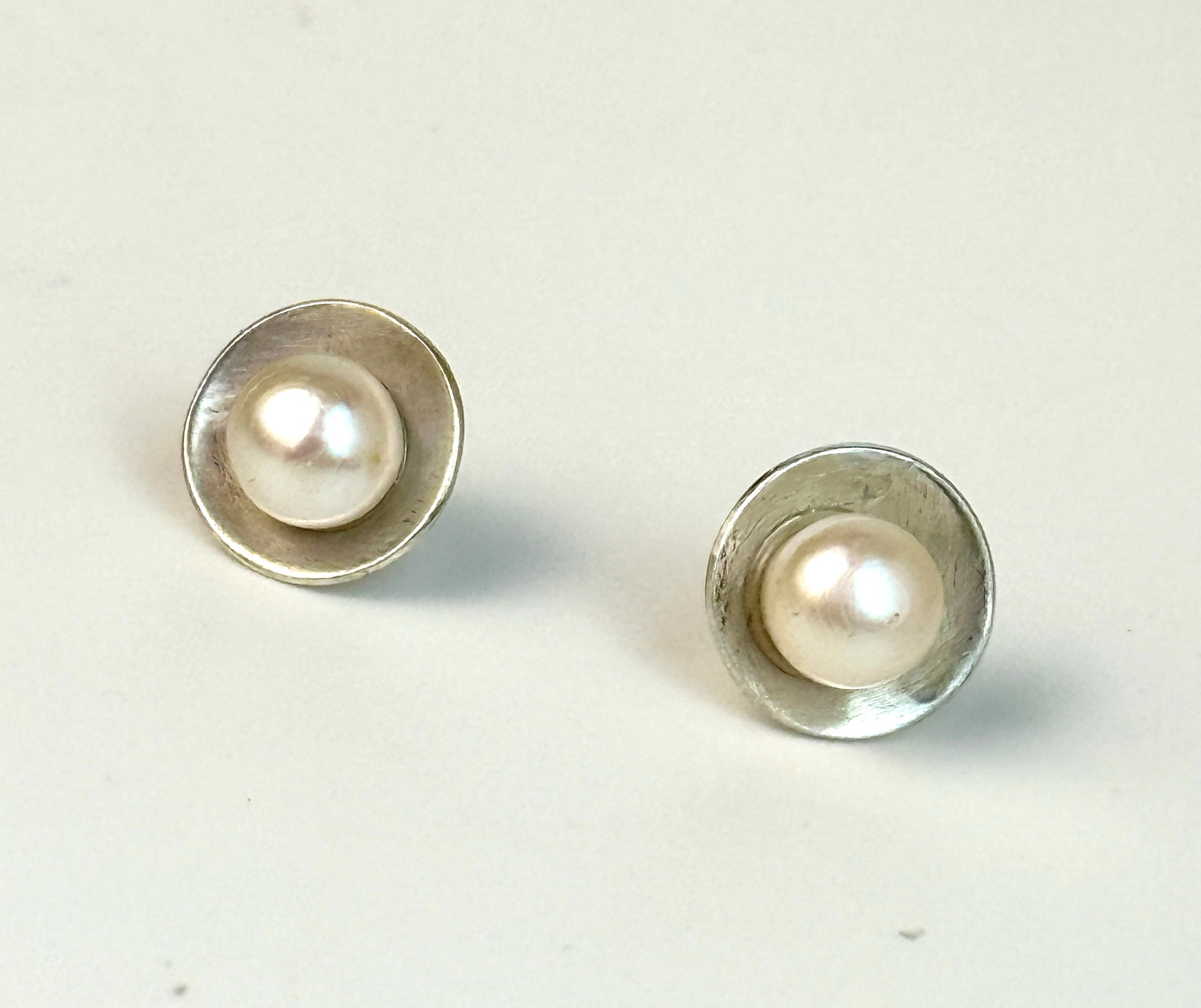 Pearl and Sterling Stud Earrings
