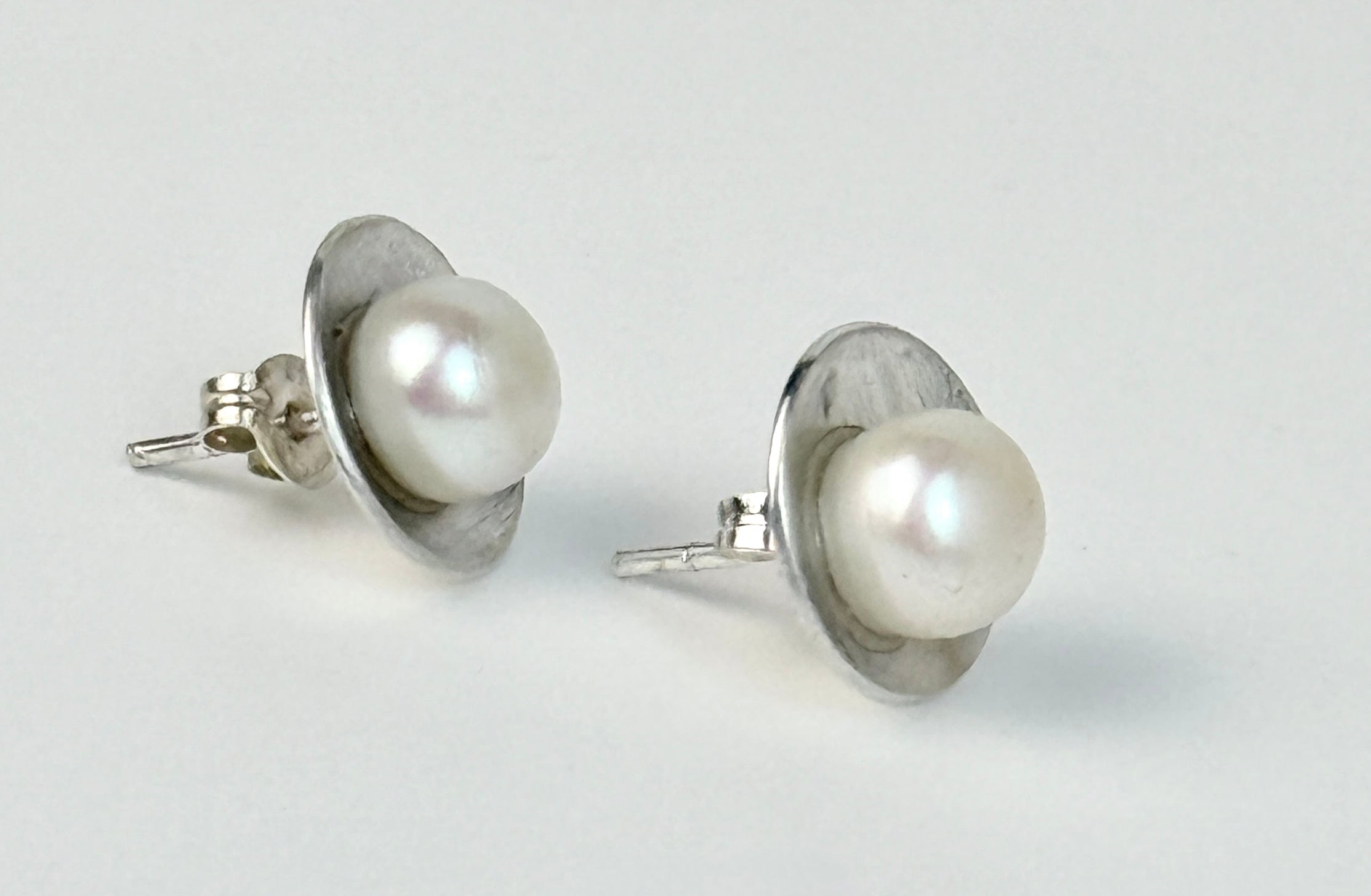 Pearl and Sterling Stud Earrings
