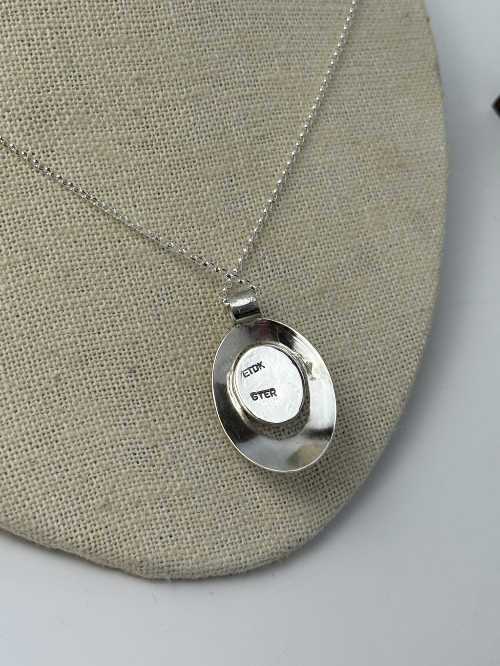 Oval Aquamarine and Silver Pendant
