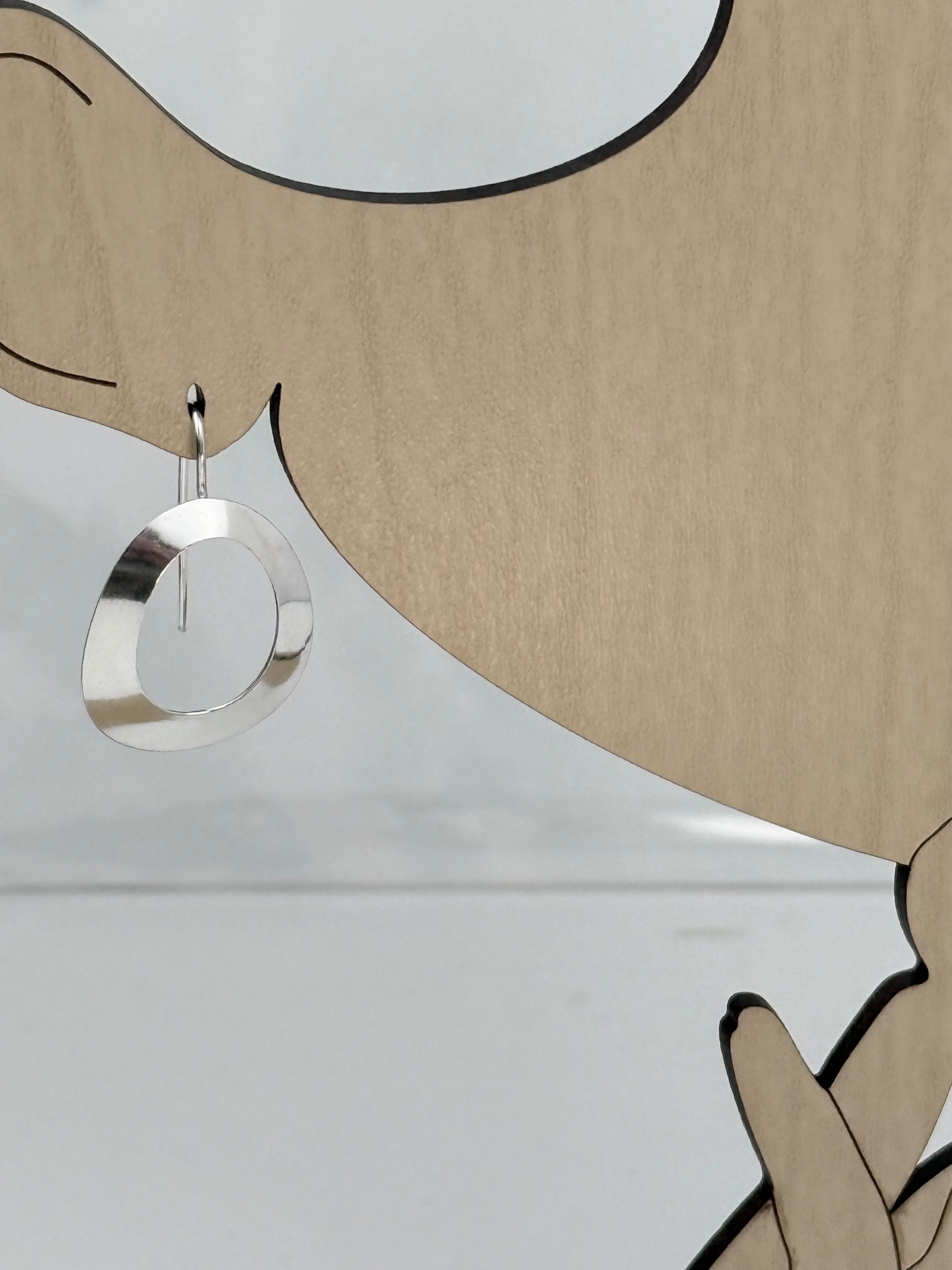 Oval contoured Sterling Silver Hoop Earrings