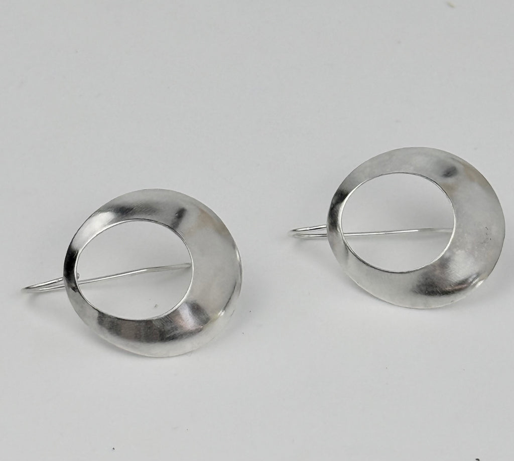 Round Contoured Sterling Silver Hoop Earrings