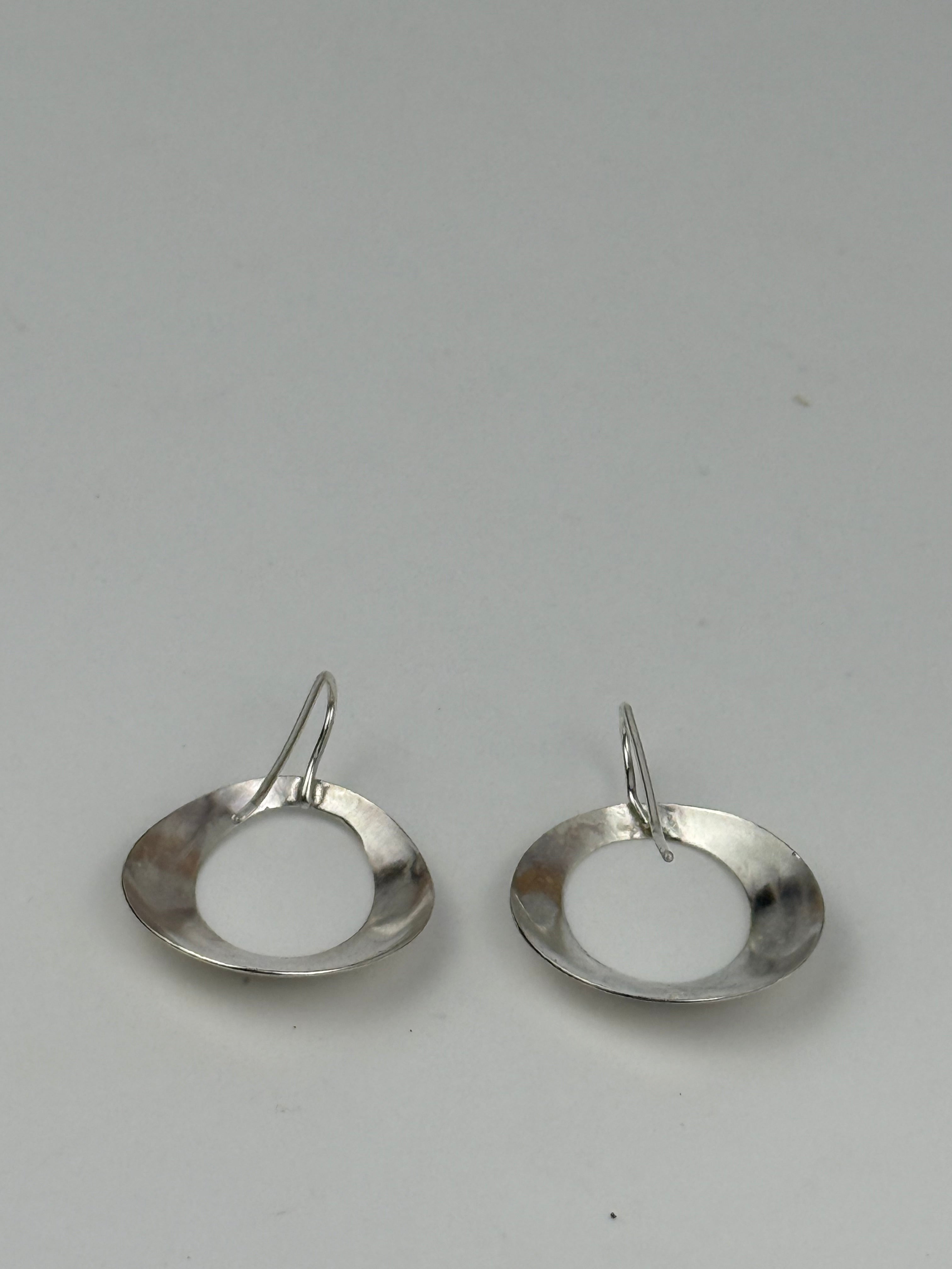 Round Contoured Sterling Silver Hoop Earrings
