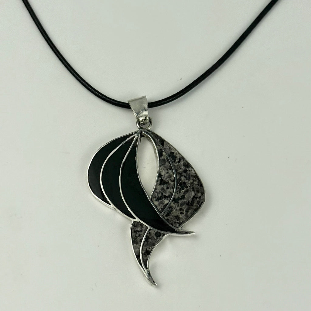 Onyx Channel Inlaid Sterling Pendant