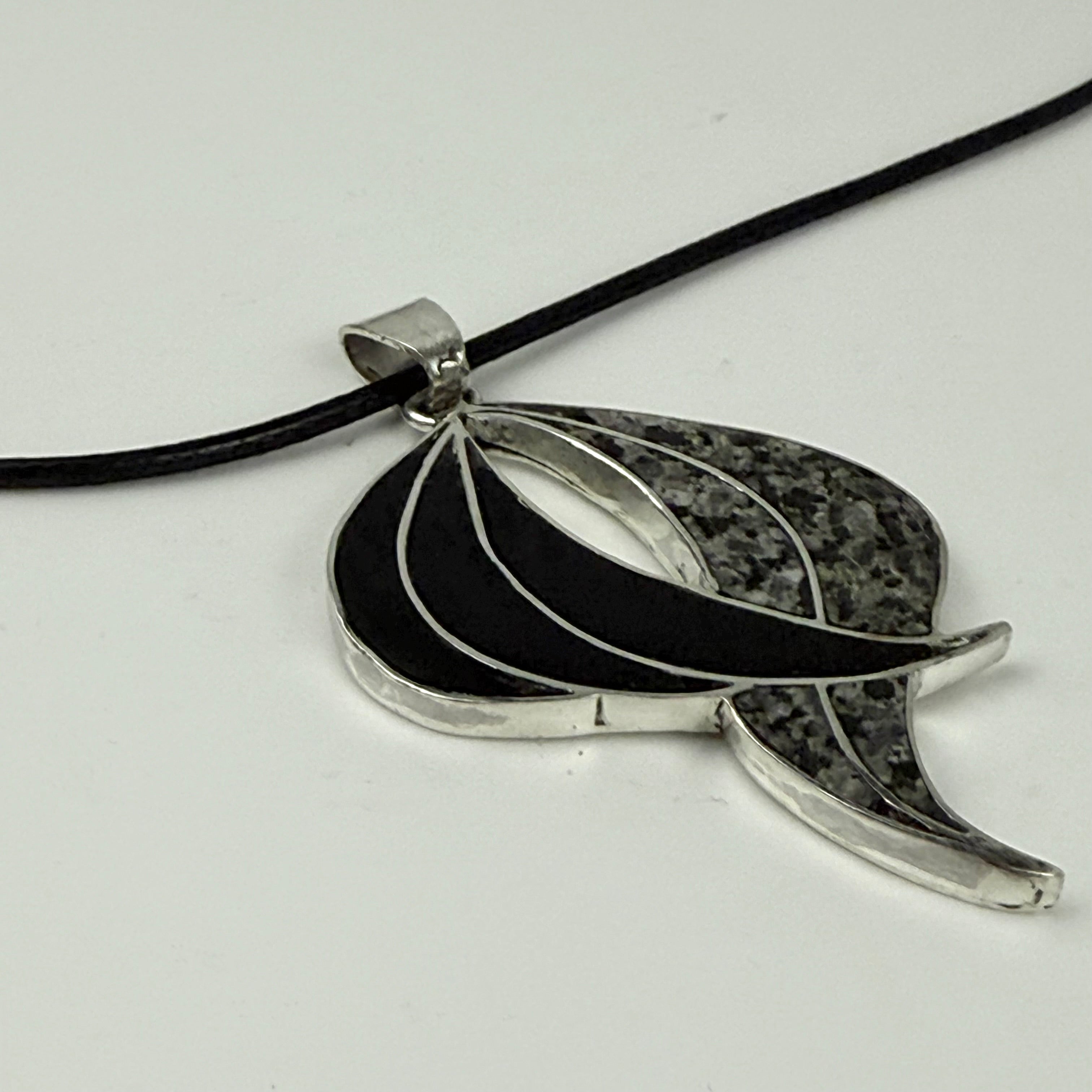Onyx Channel Inlaid Sterling Pendant