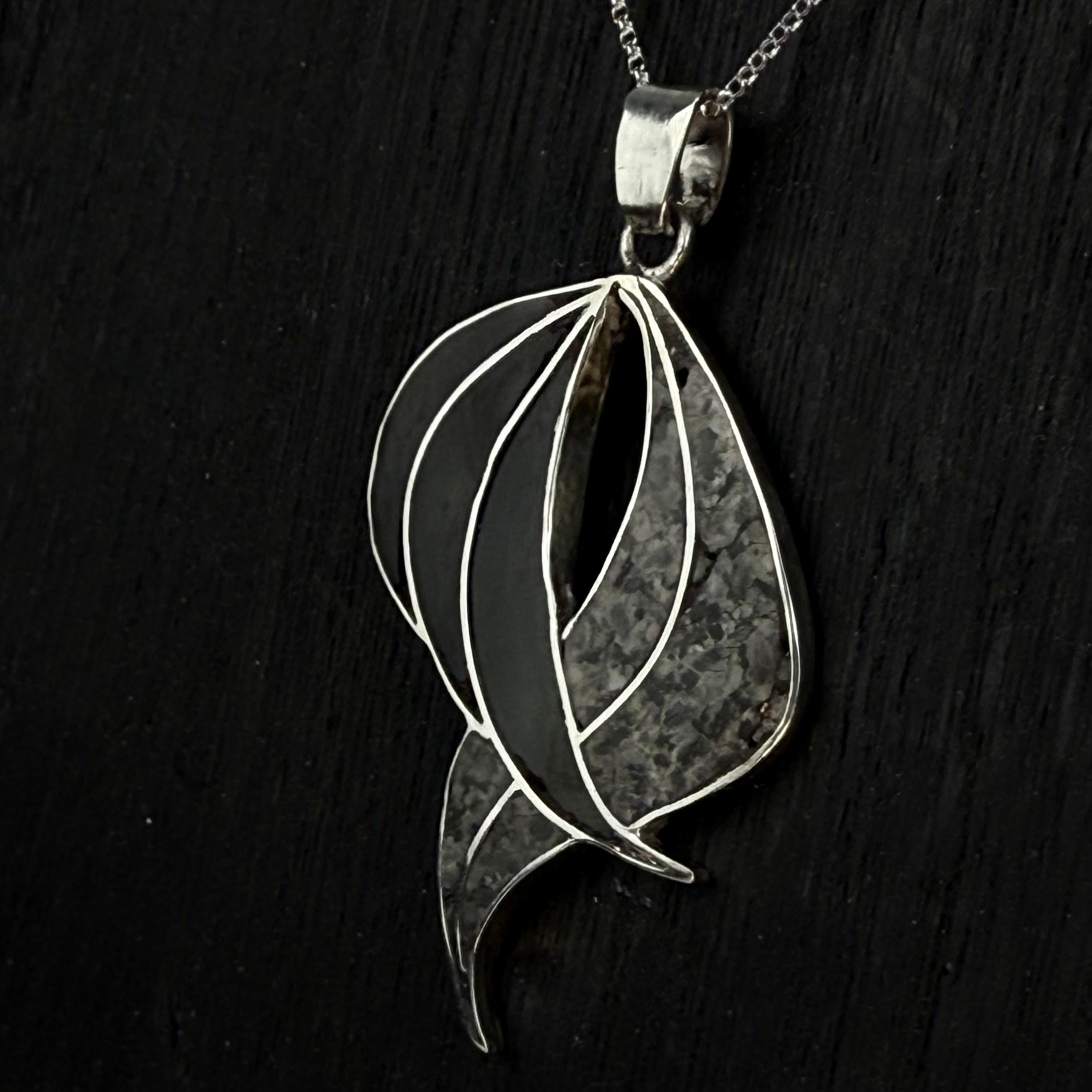 Onyx Channel Inlaid Sterling Pendant