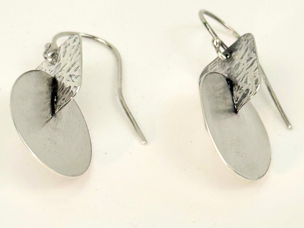 Large Three dimensional Sterling Earrings: Rectantgle and Oval