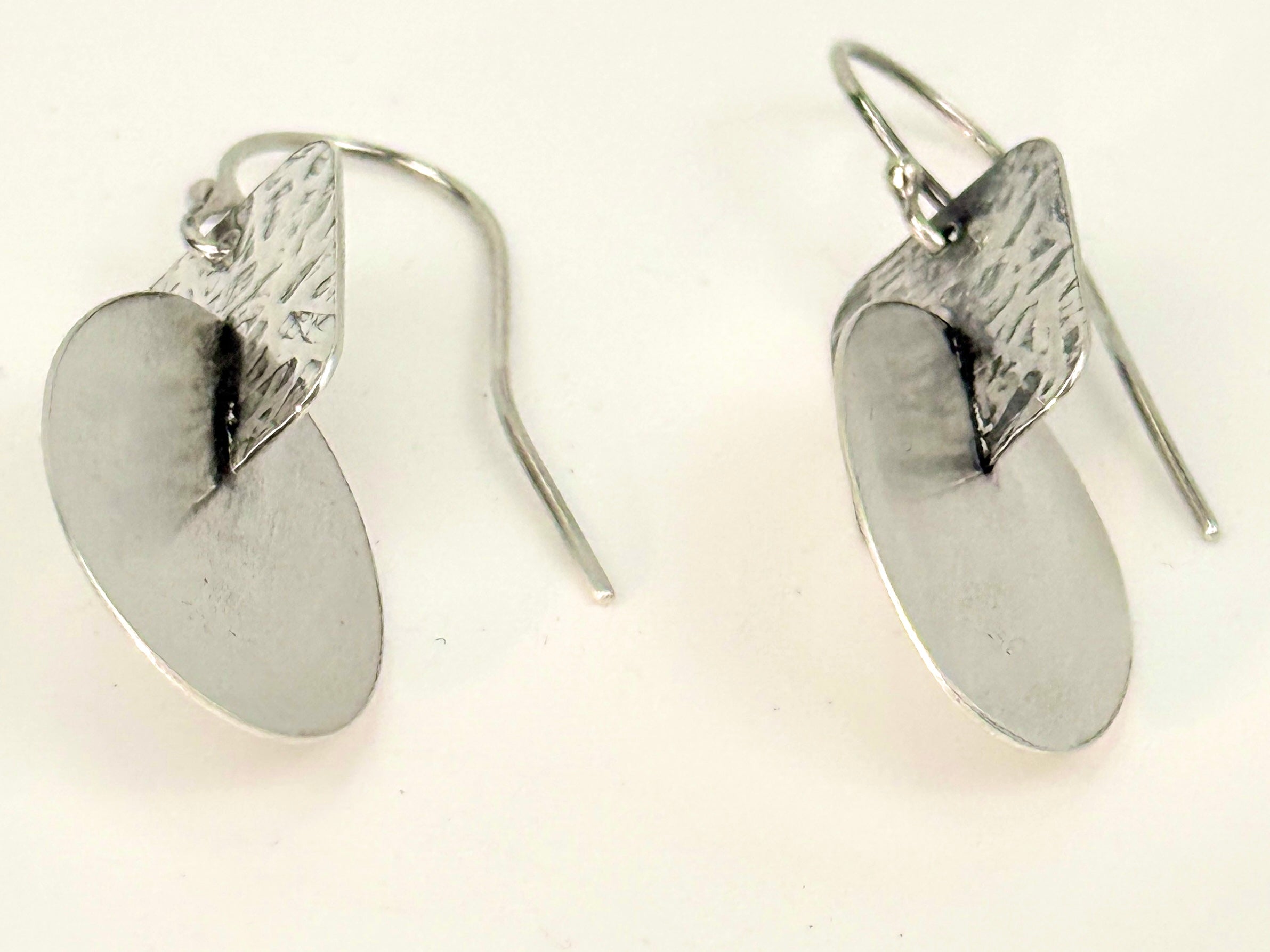 Large Three dimensional Sterling Earrings: Rectantgle and Oval