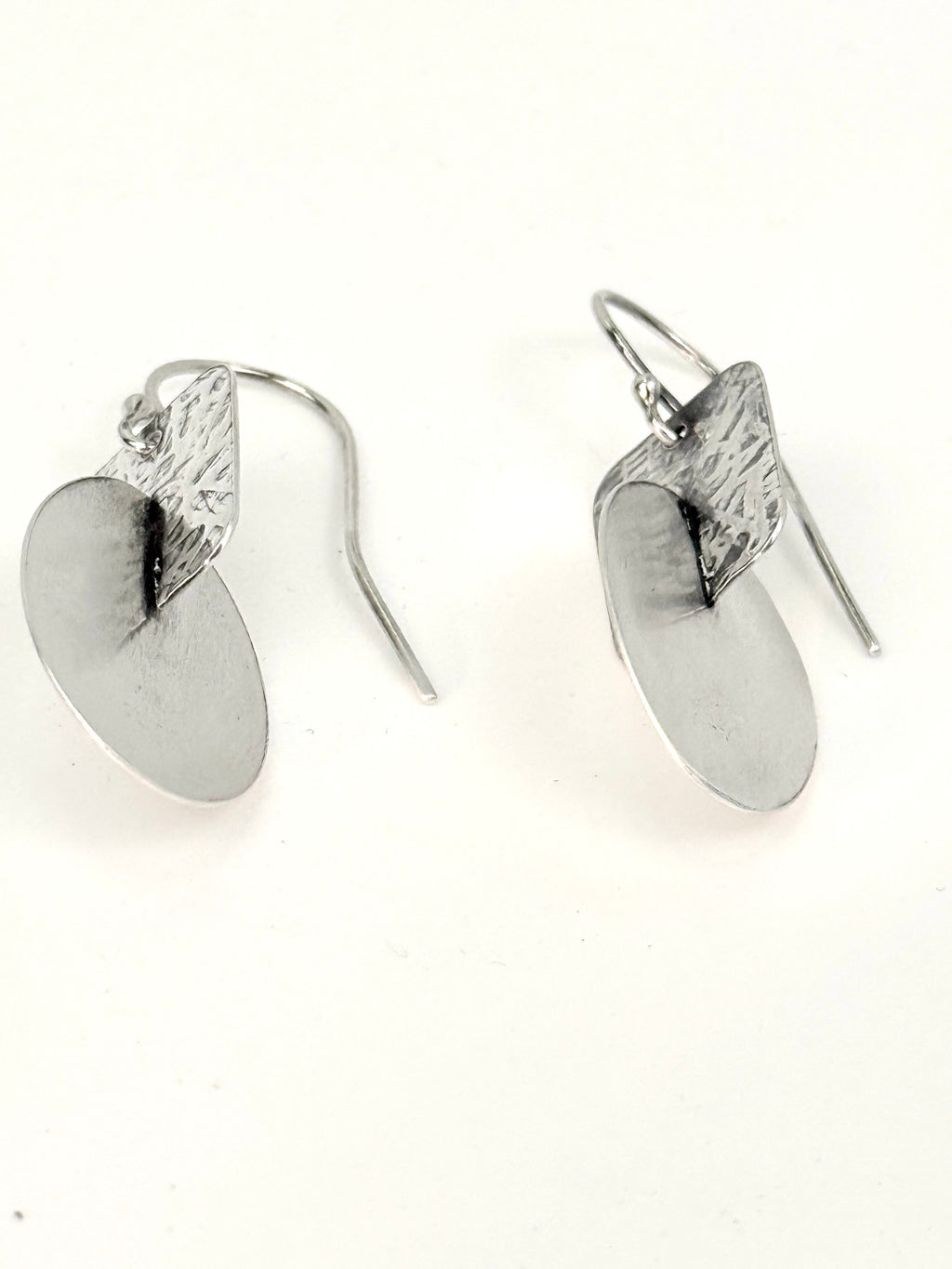 Large Three dimensional Sterling Earrings: Rectantgle and Oval
