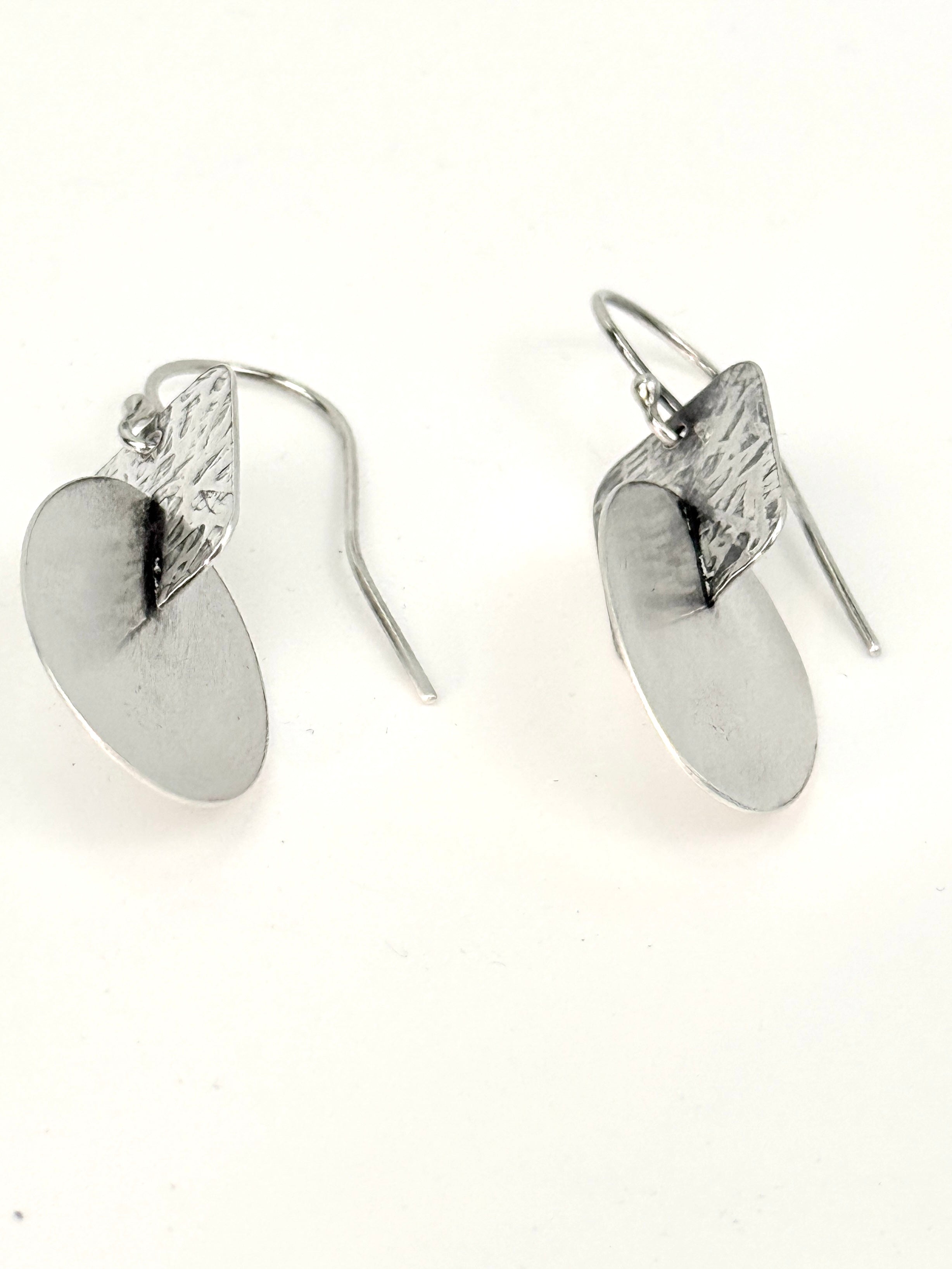 Large Three dimensional Sterling Earrings: Rectantgle and Oval