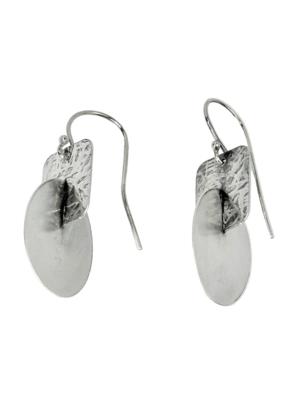 Large Three dimensional Sterling Earrings: Rectantgle and Oval