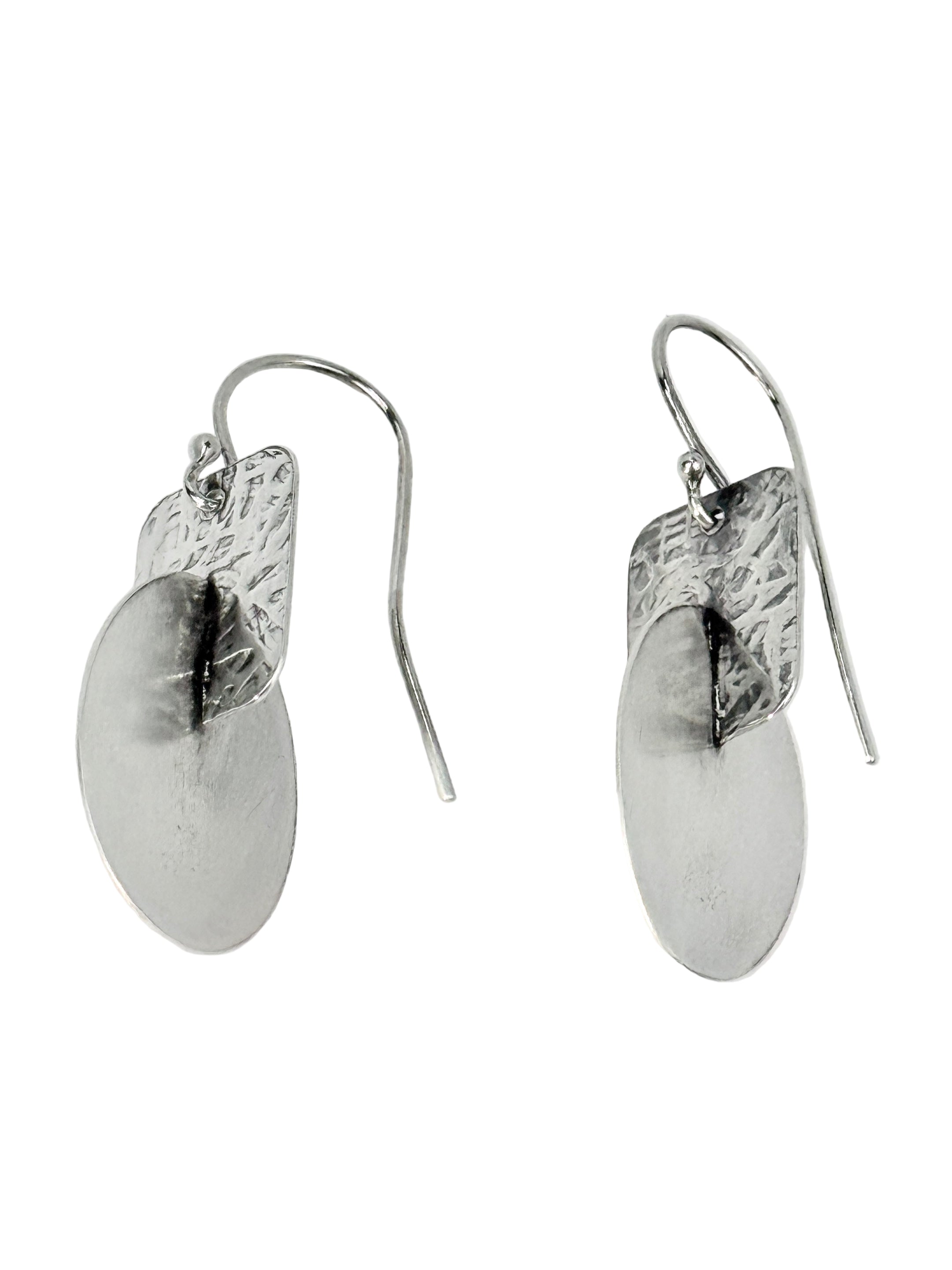Large Three dimensional Sterling Earrings: Rectantgle and Oval