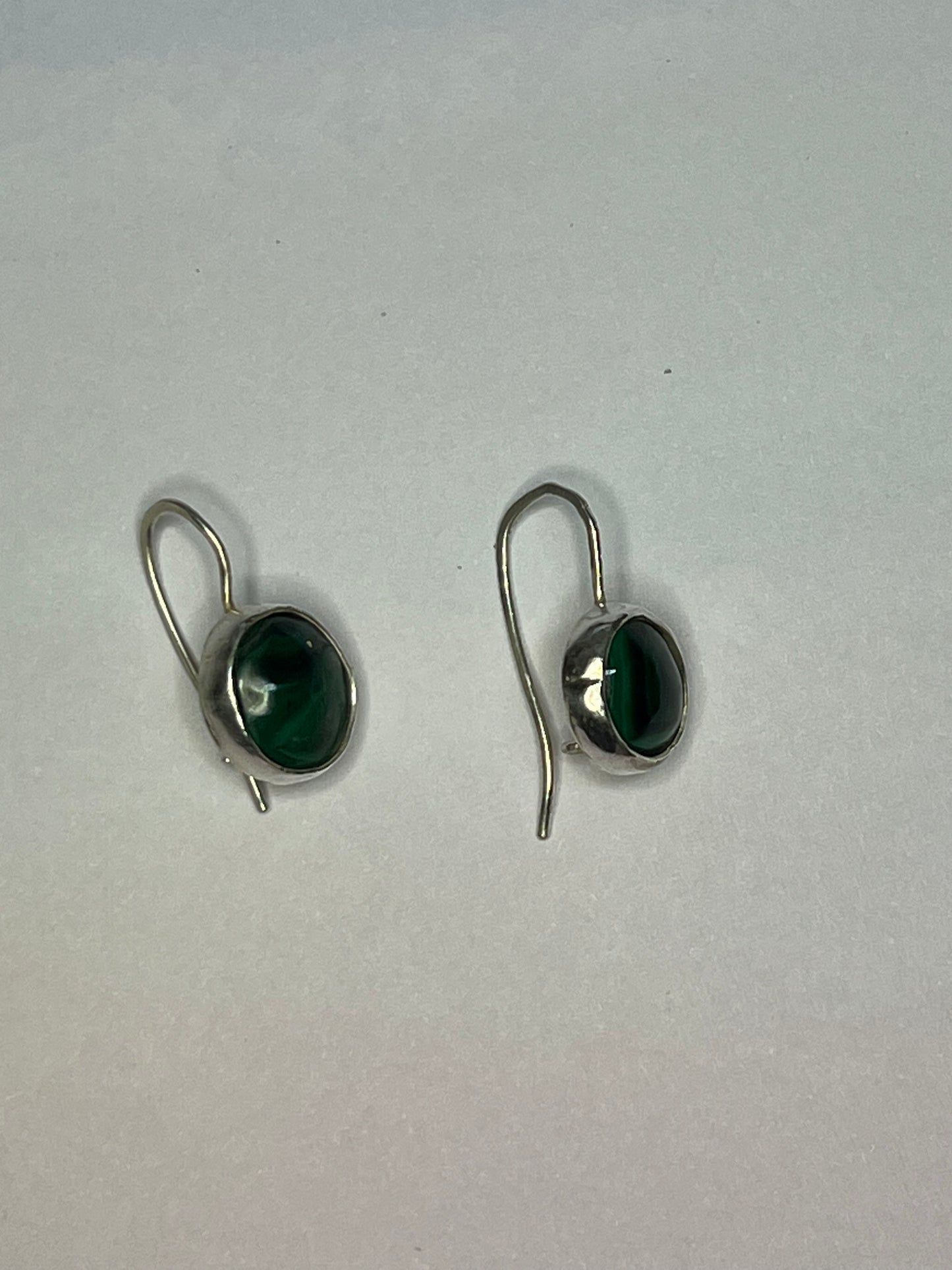 Malachite and sterling earrings with safety hooks