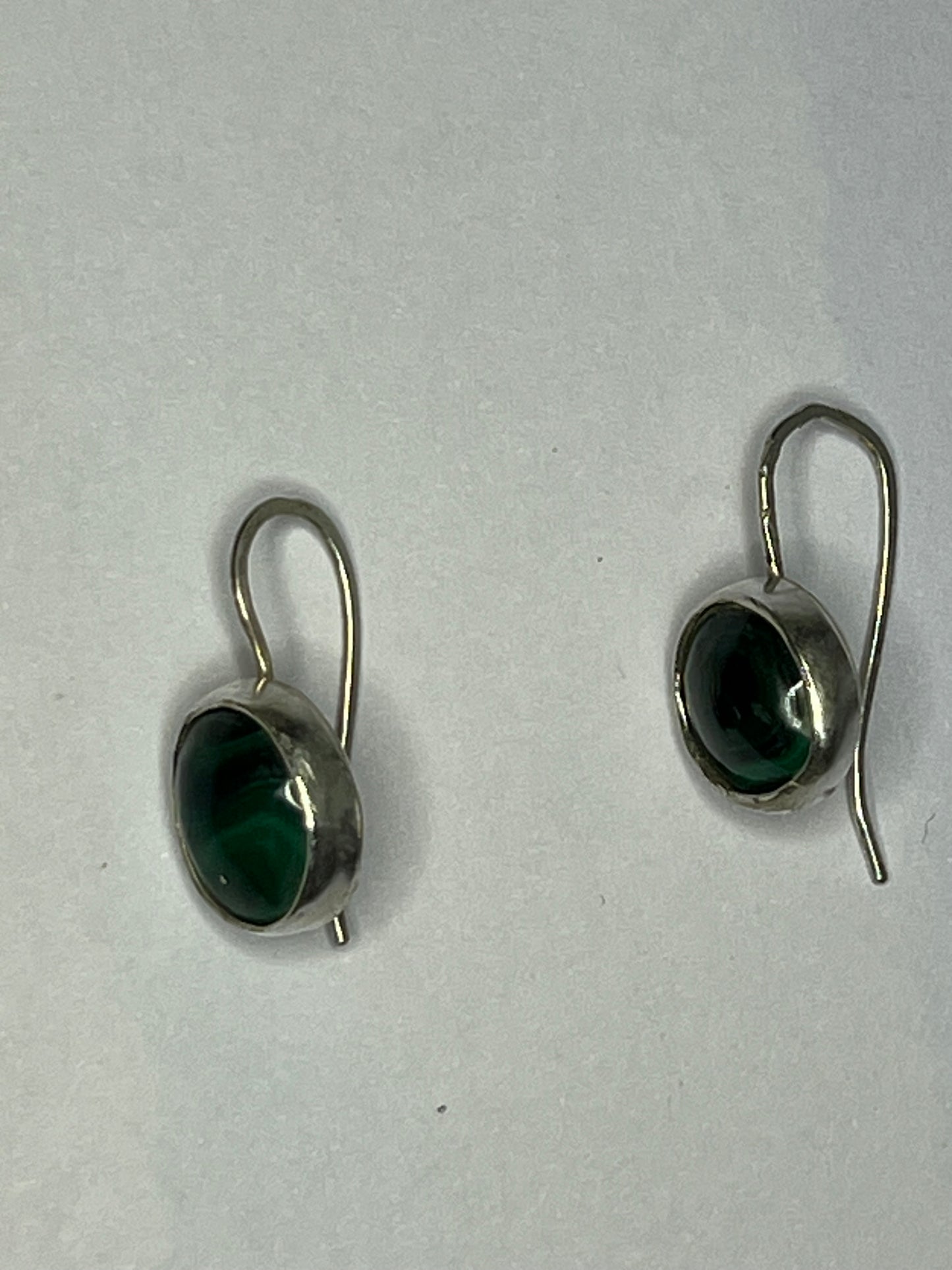 Malachite and sterling earrings with safety hooks