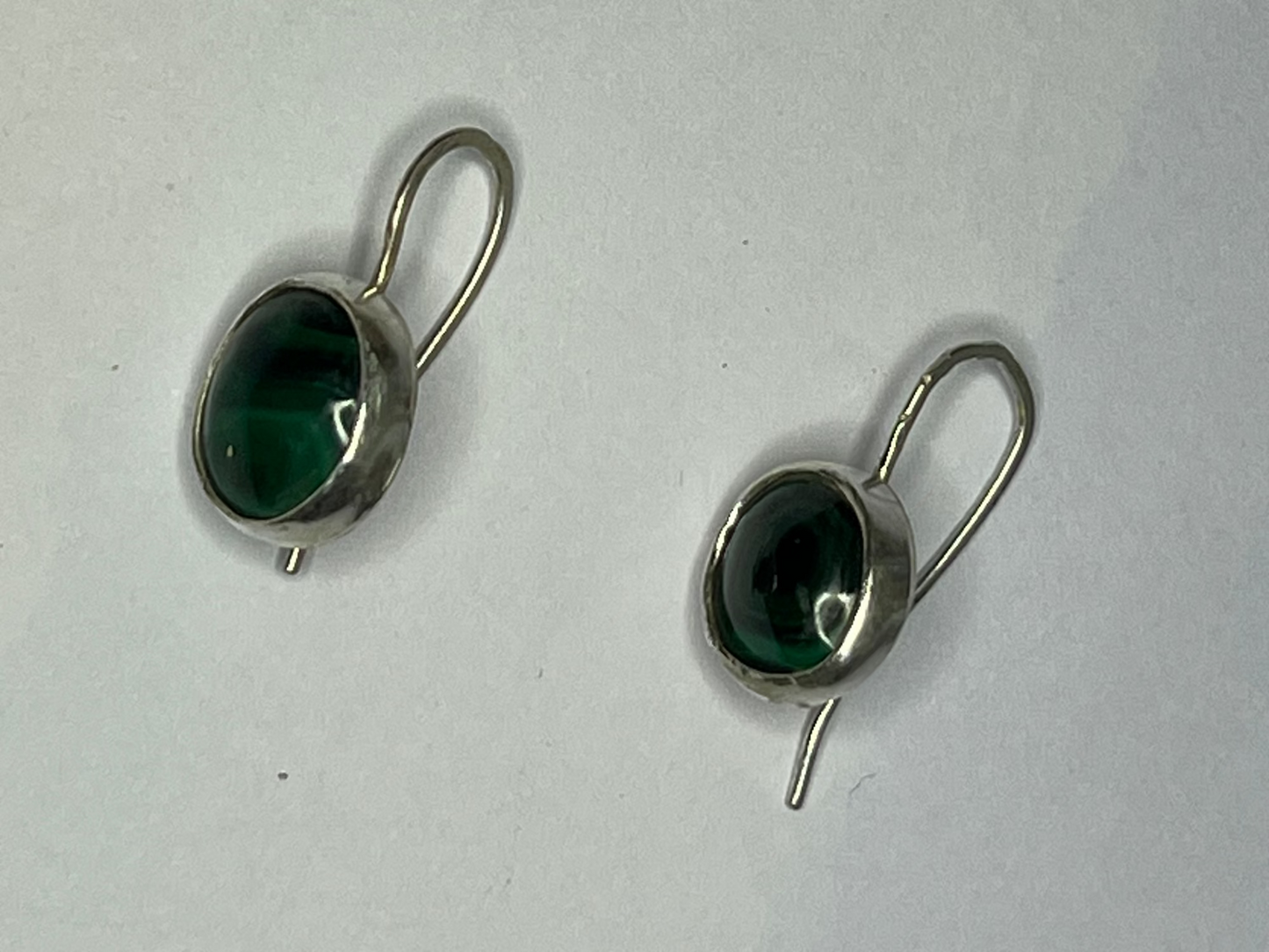 Malachite and sterling earrings with safety hooks