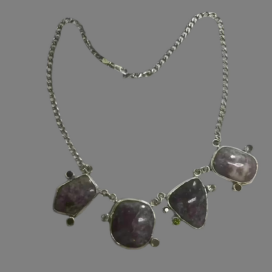 Blingy Lepidolite and Gemstone Necklace