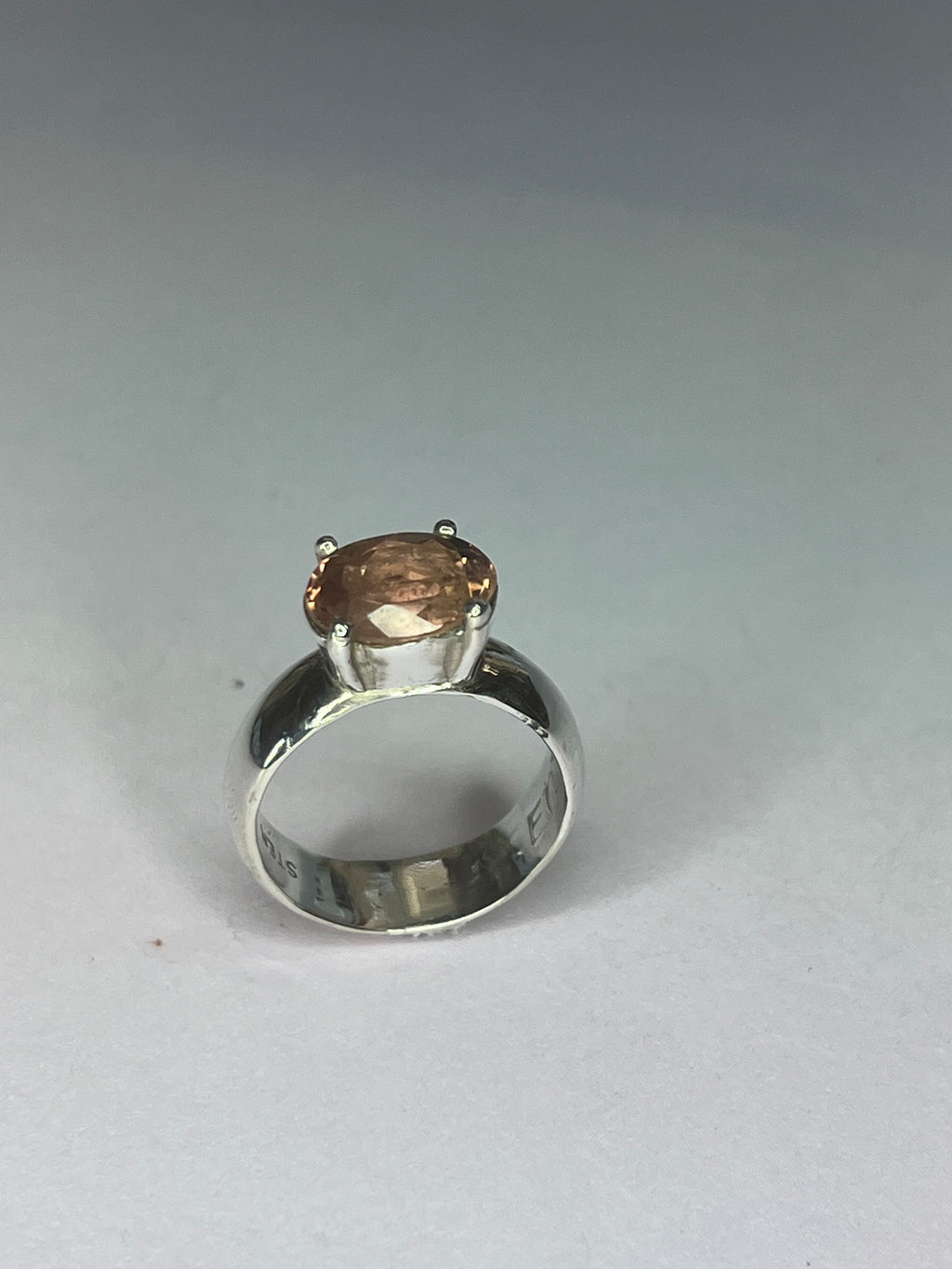 Peachy Pink Tourmaline ring size 6.5