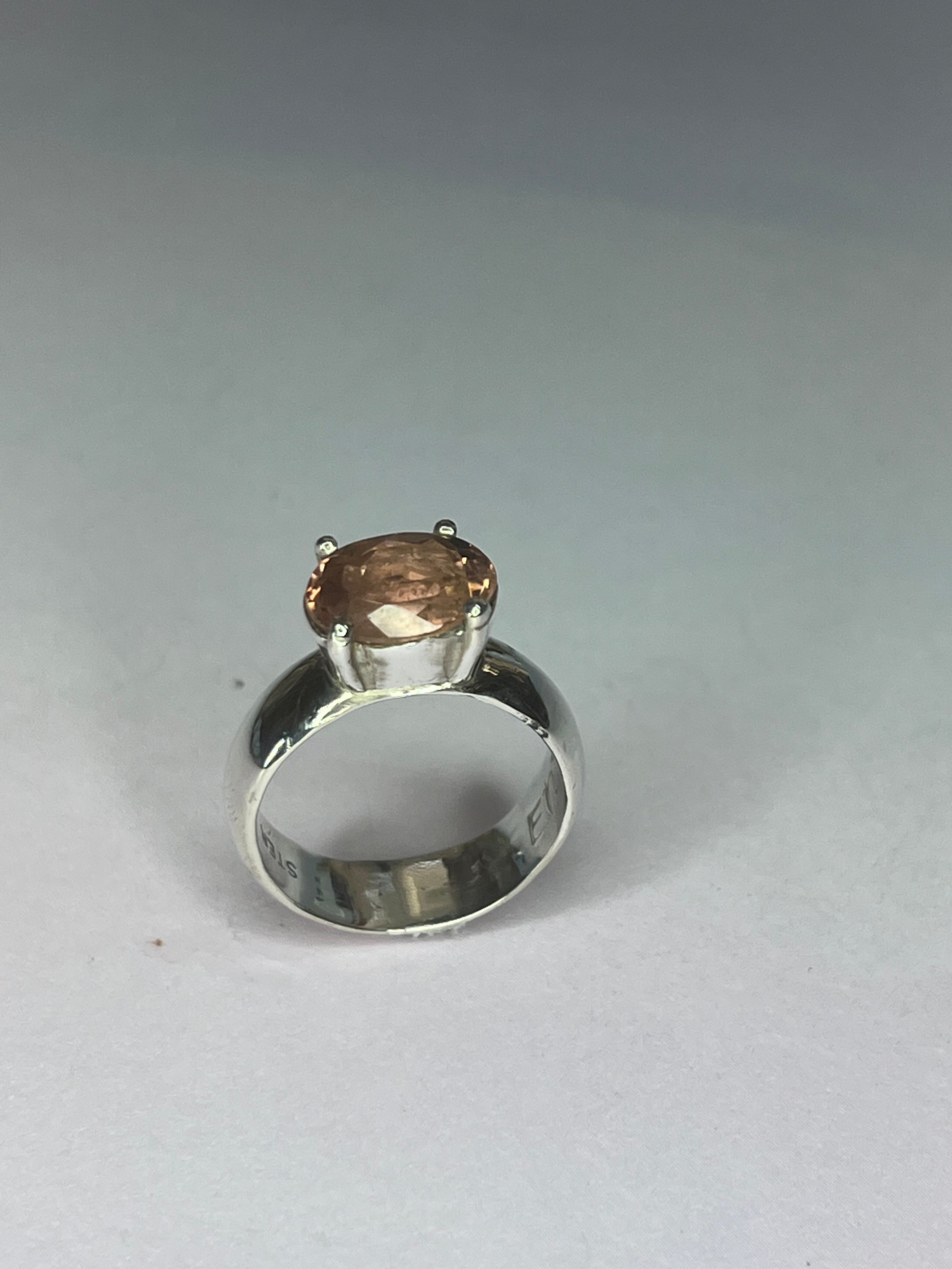 Peachy Pink Tourmaline ring size 6.5