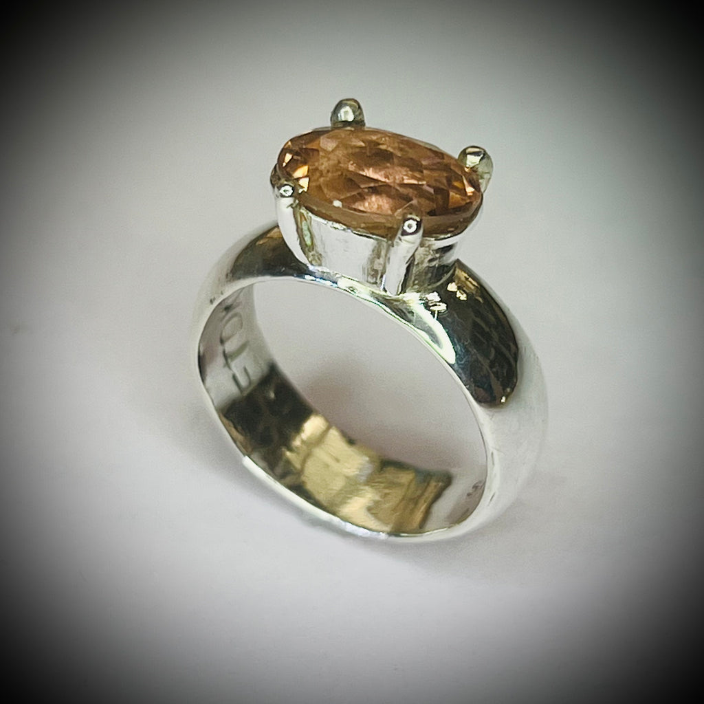 Peachy Pink Tourmaline ring size 6.5