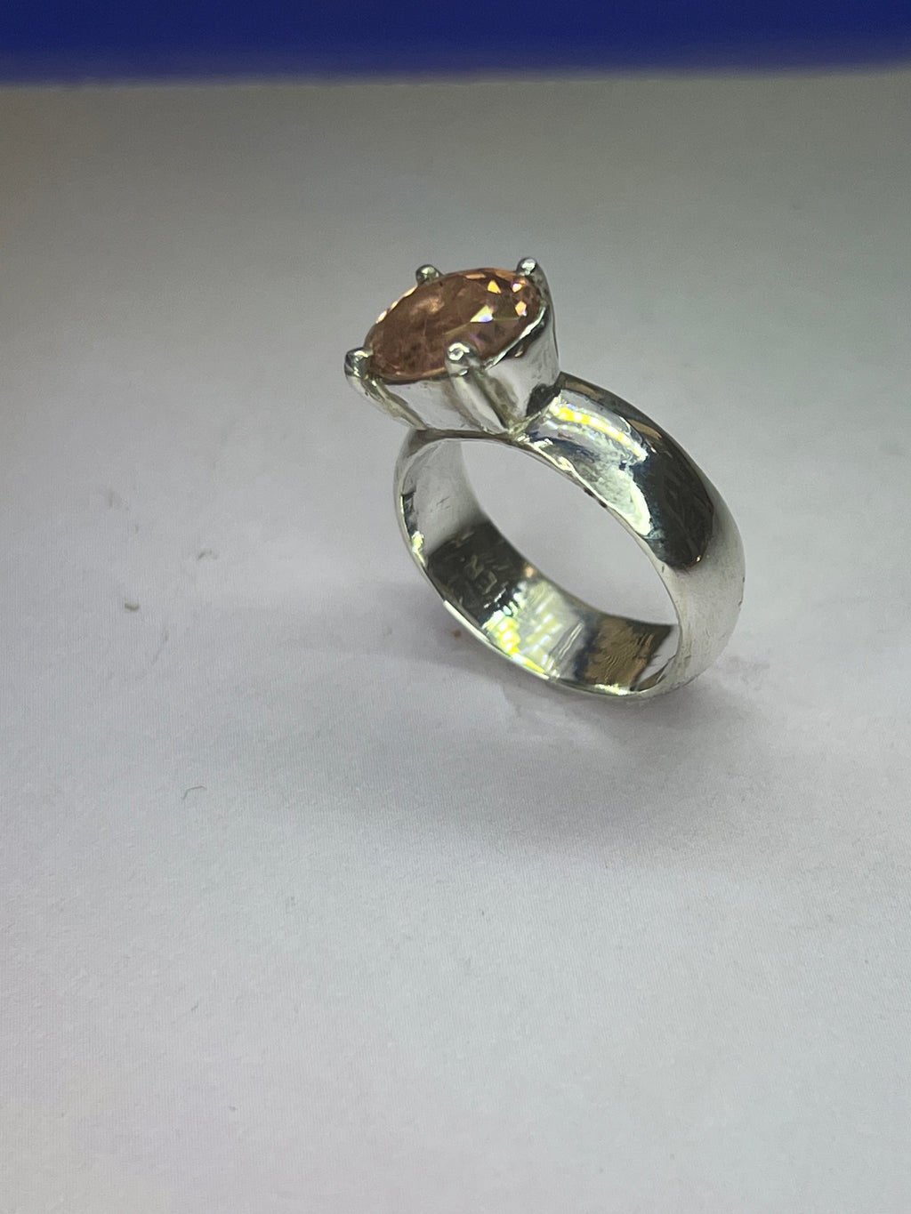 Peachy Pink Tourmaline ring size 6.5