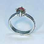 Watermelon Quartz Embossed Band Sterling Ring size 7