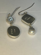 Pearl and Malachite asymmetrical earrings