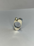 Sculptural Sterling Ring with Pearl size 6 1/2