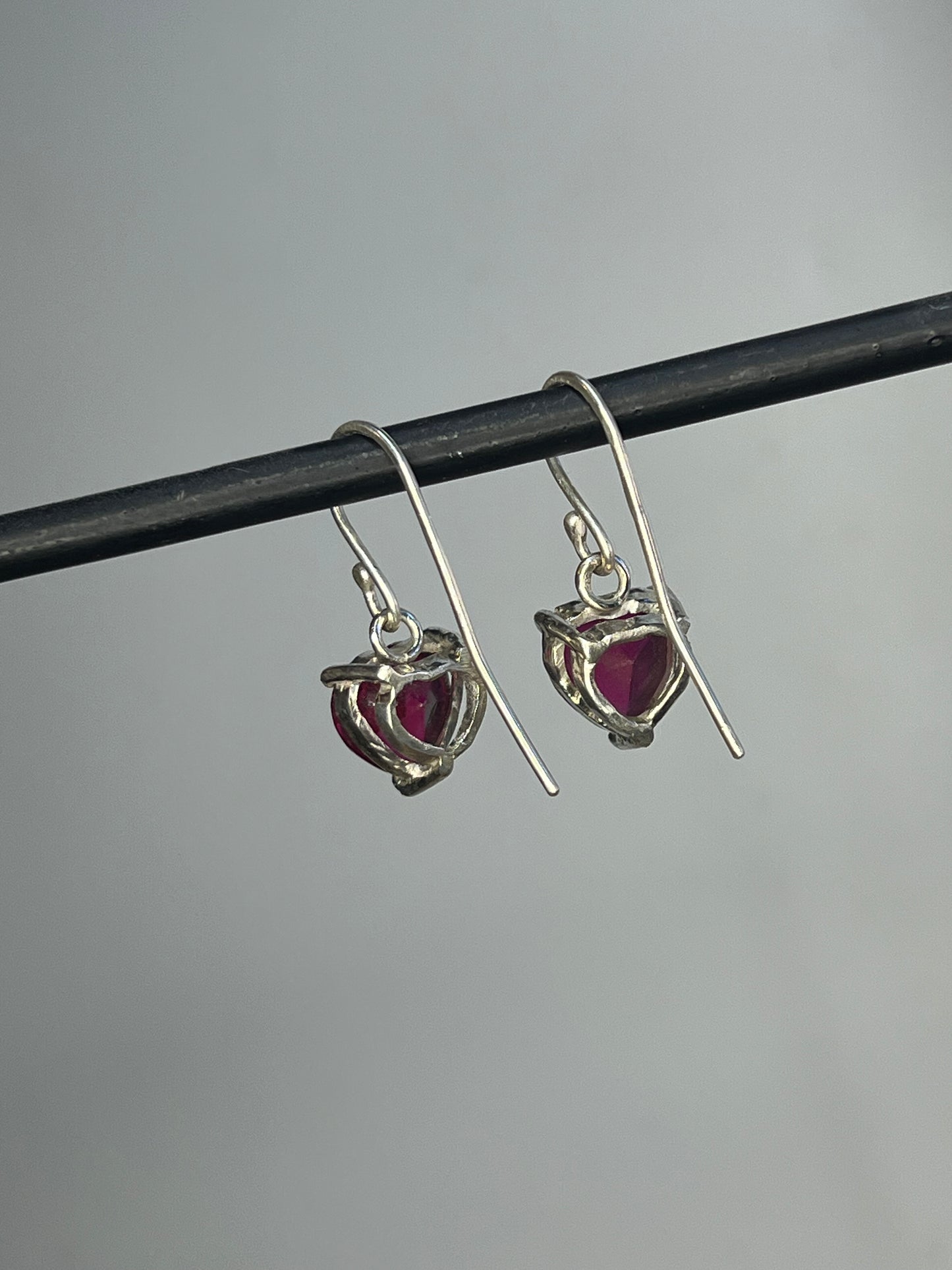 Ruby Heart Earrings