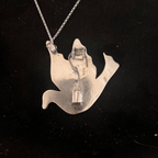 Peace in our time inlaid sterling dove pendant or brooch