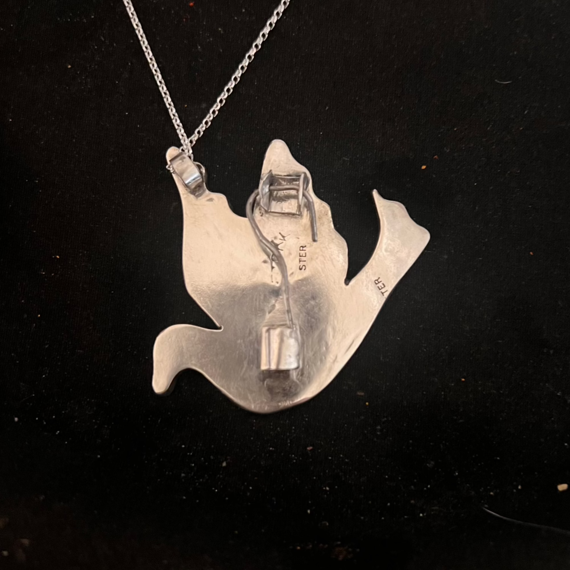 Peace in our time inlaid sterling dove pendant or brooch