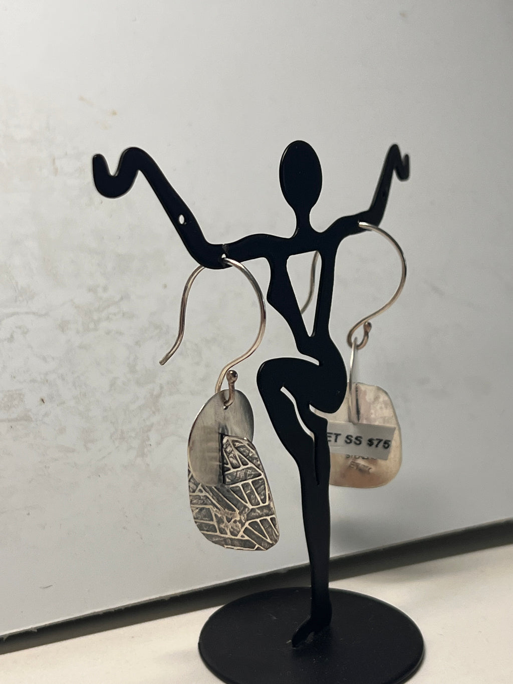 Three-dimensional Sterling Earrings: Circle and Rhombus