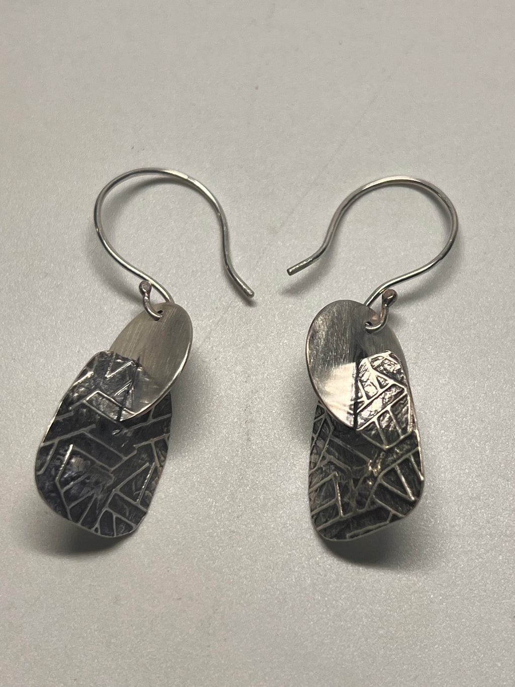 Three-dimensional Sterling Earrings: Circle and Rhombus