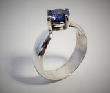 Sterling Silver and Tanzanite CZ ring size 7 1/4