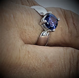Sterling Silver and Tanzanite CZ ring size 7 1/4
