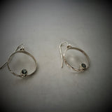 Sterling Silver Textured Hoop Earrings with Aquamarine