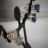Hand Fabricated Sterling Prong Set Tanzanite CZ Stud Earrings