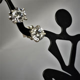 Hand Fabricated Diamond CZ and Sterling Silver Stud Earrings